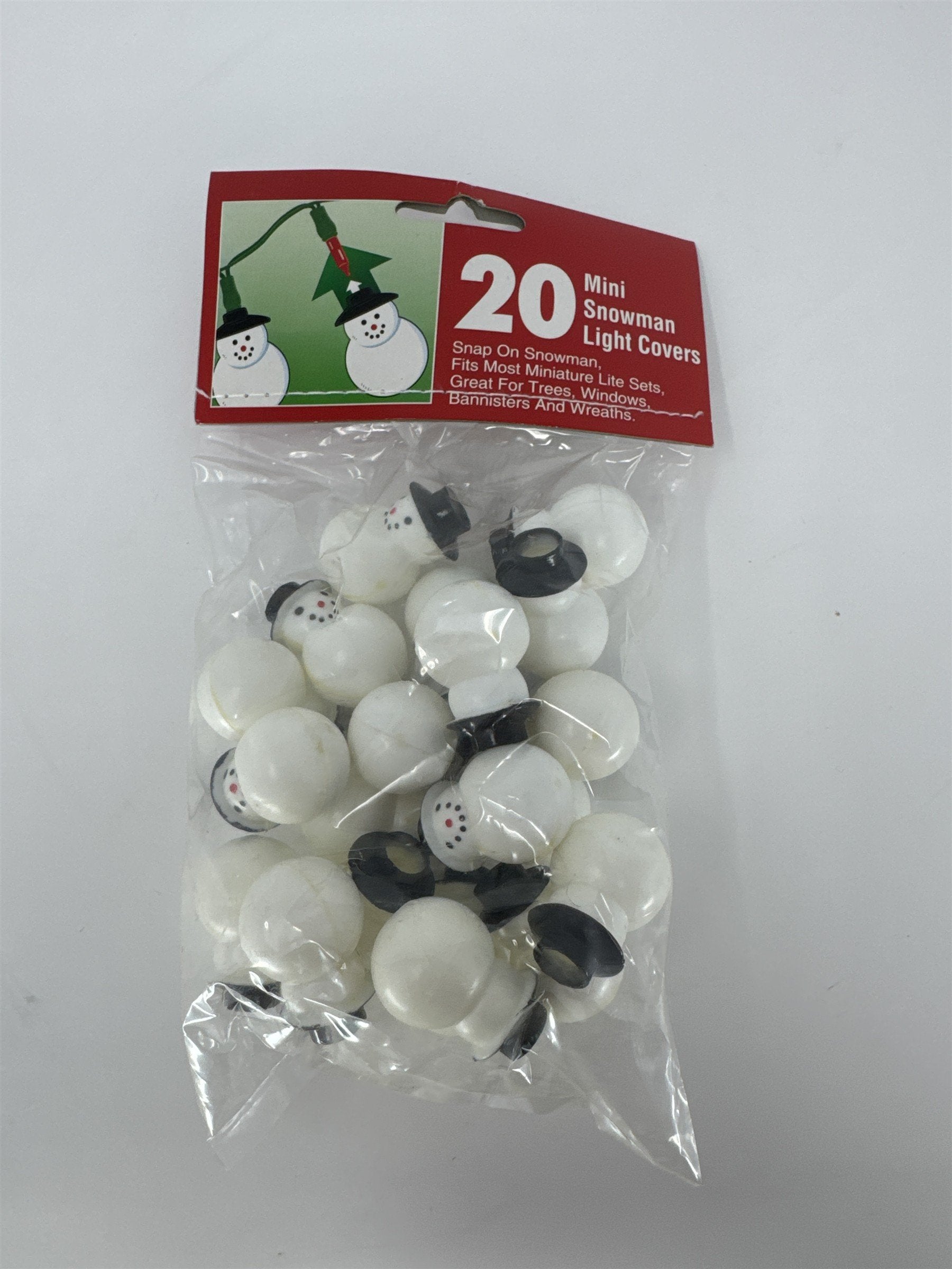 20 Vintage Tony USA Mini Snowman String Light Covers Snap On Plastic NO 36181
