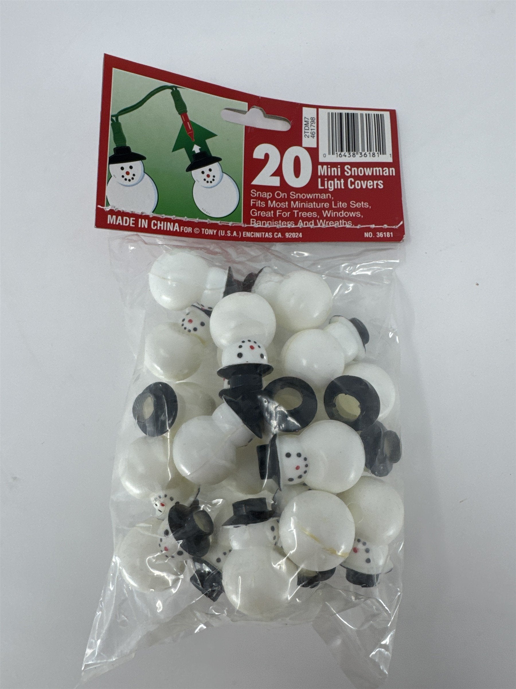 20 Vintage Tony USA Mini Snowman String Light Covers Snap On Plastic NO 36181