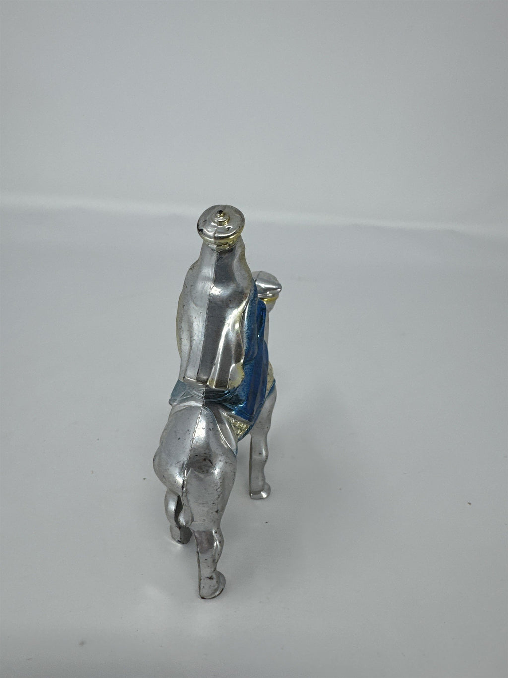 Vintage Christmas Wiseman On Camel Nativity Figure Plastic Silver Blue Kitsch