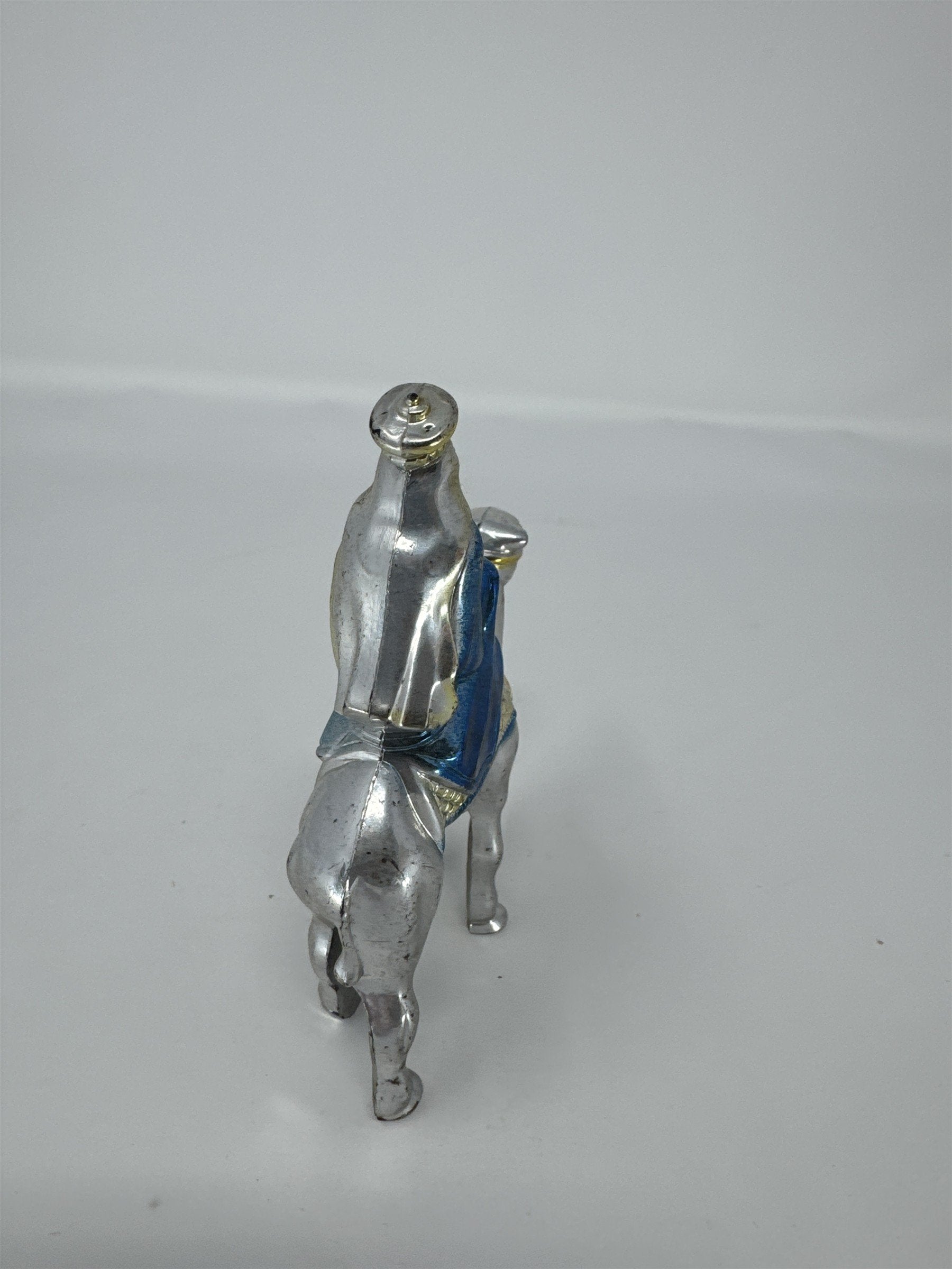 Vintage Christmas Wiseman On Camel Nativity Figure Plastic Silver Blue Kitsch