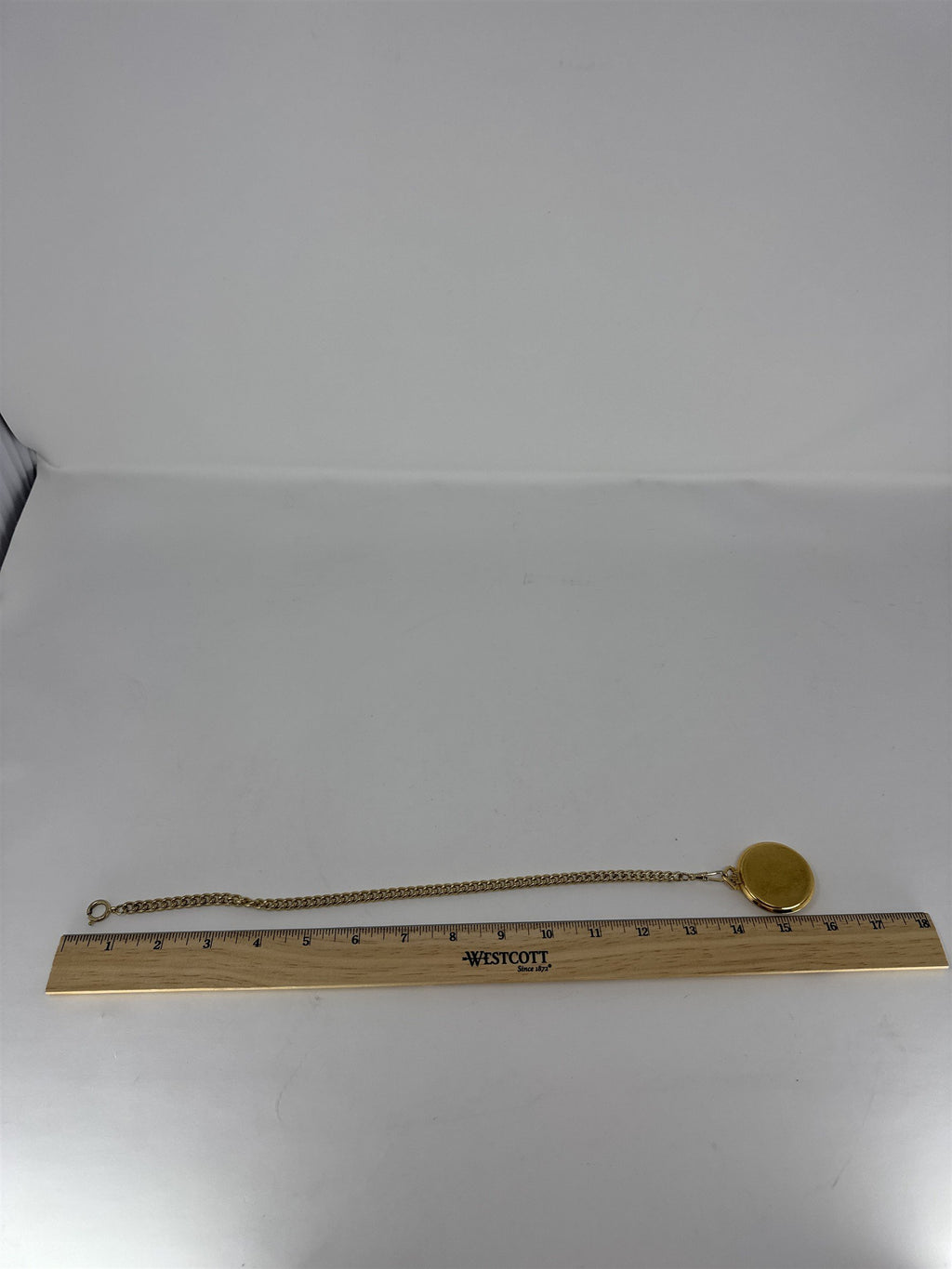 Vintage Arnex Pocket Watch Gold Tone Hunter Case Day Date Quartz With 14" Chain