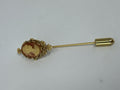 Vintage Cameo Stick Pin Gold Tone Filigree Victorian Style Red