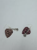 Pink Cheetah Print Guitar Pick Earrings Electric Guitar Charms Rockabilly