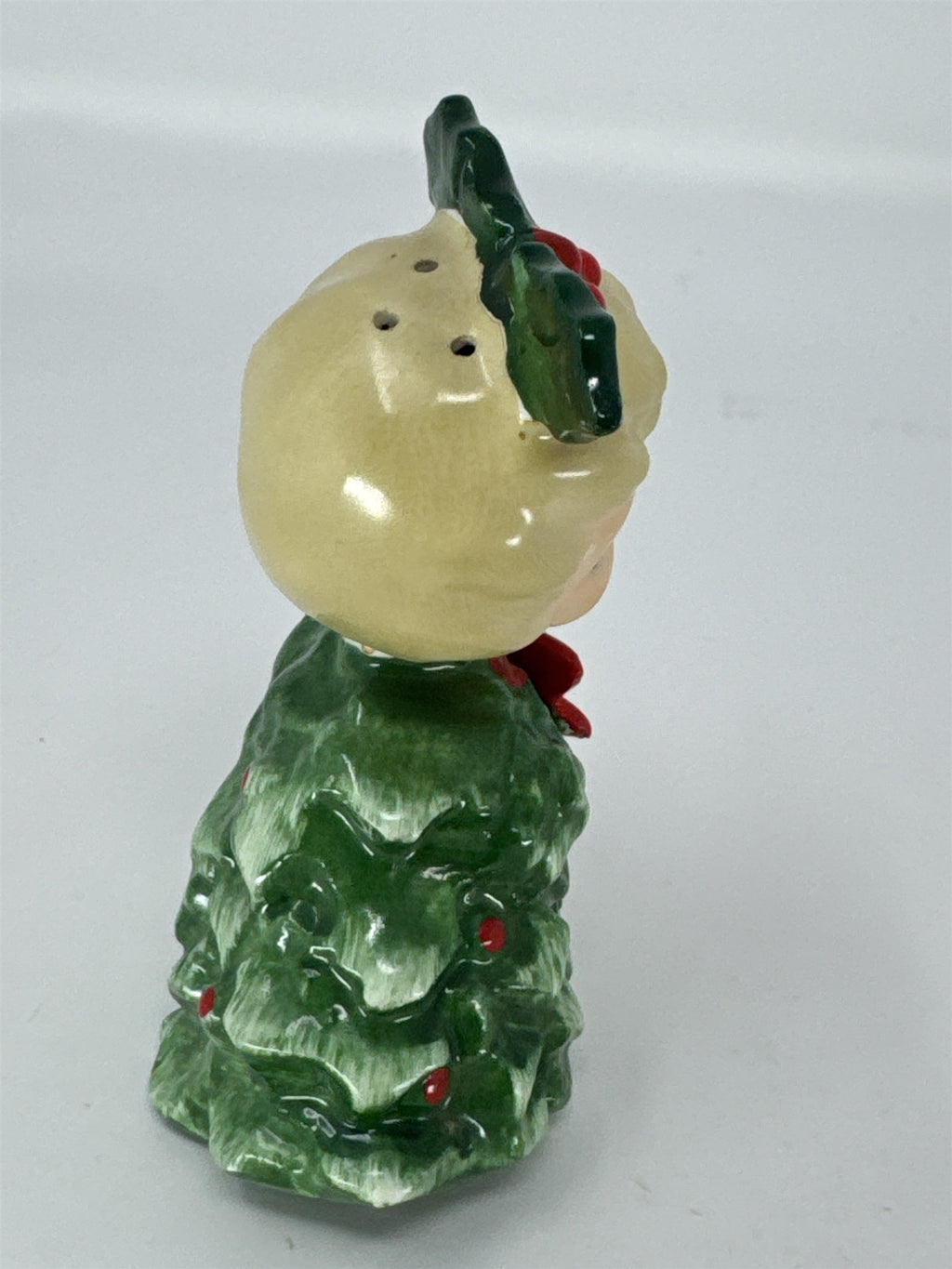 Vintage HH Japan Christmas Tree Girl Salt Shaker Figurine Poinsettia 6216