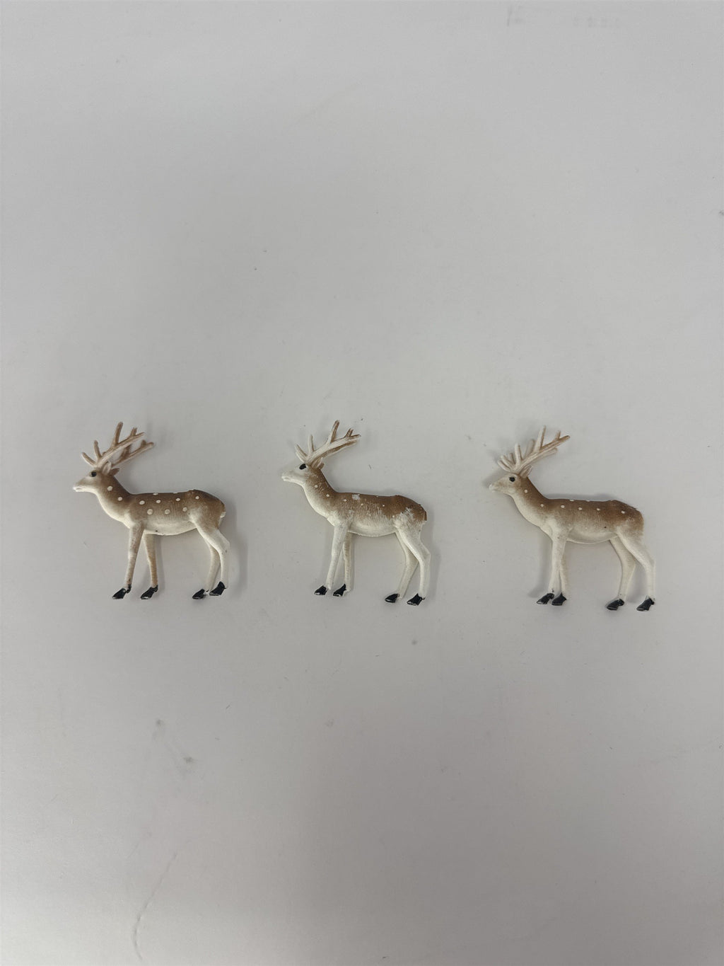 Vintage Hong Kong Plastic Reindeer Set of 3 Miniature Deer Figures Kitsch