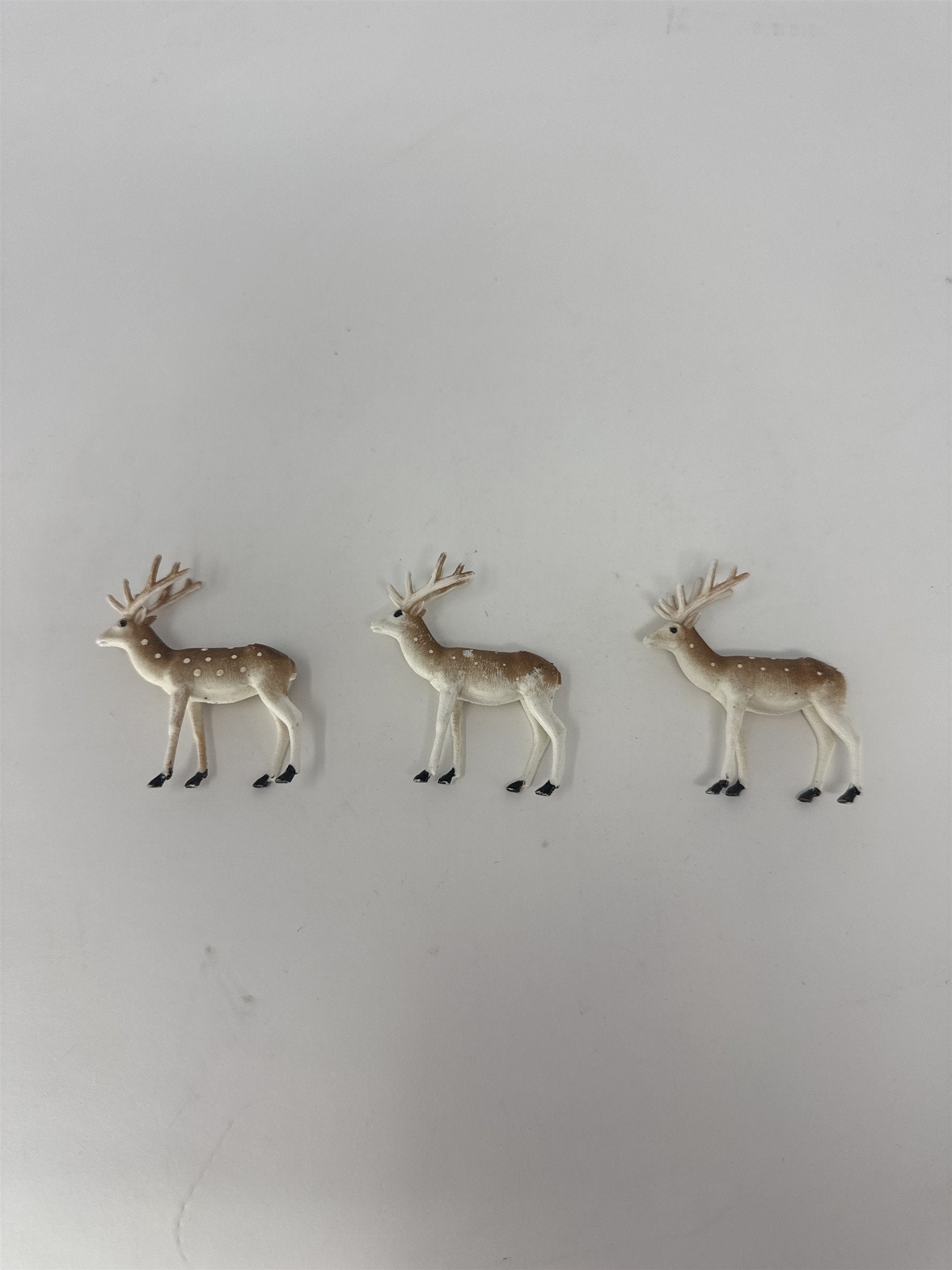 Vintage Hong Kong Plastic Reindeer Set of 3 Miniature Deer Figures Kitsch