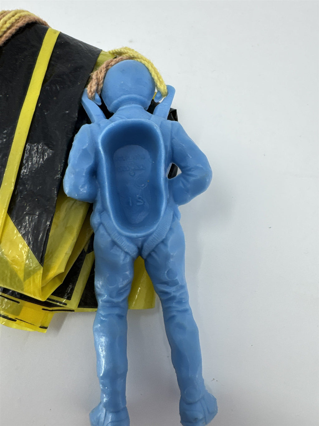 Vintage 1963 Ray Plastic Inc USA Paratrooper Toy Blue Figure With Parachute