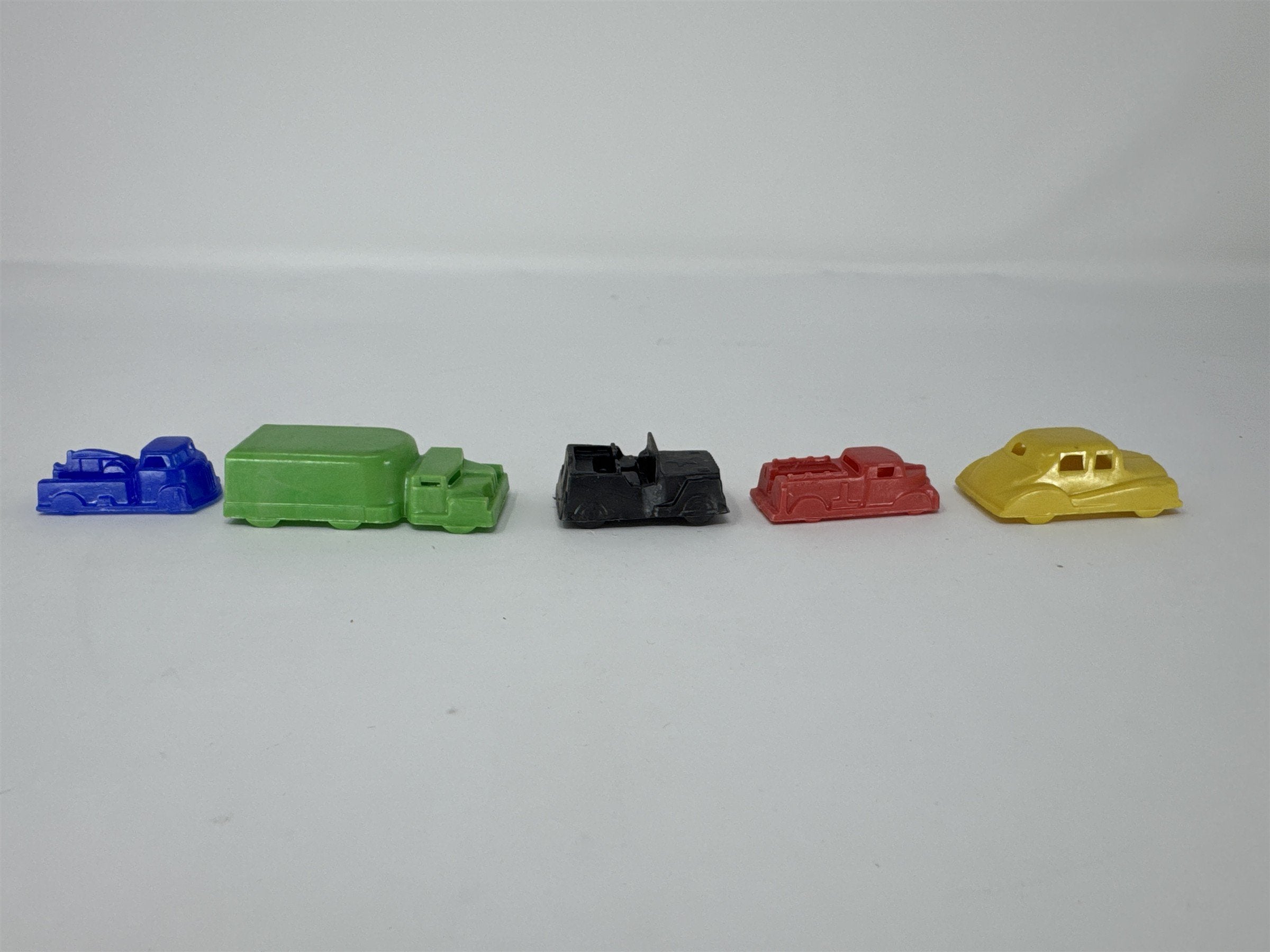 MCM Vintage Hard Plastic Miniature Vehicles Set 5 Dime Store Toys Trucks Cars