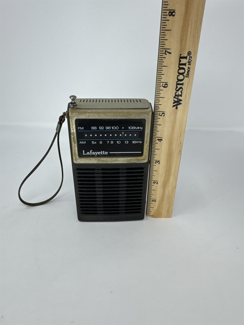 Vintage Lafayette Solid State AMFM Portable Transistor Radio Handheld Distressed