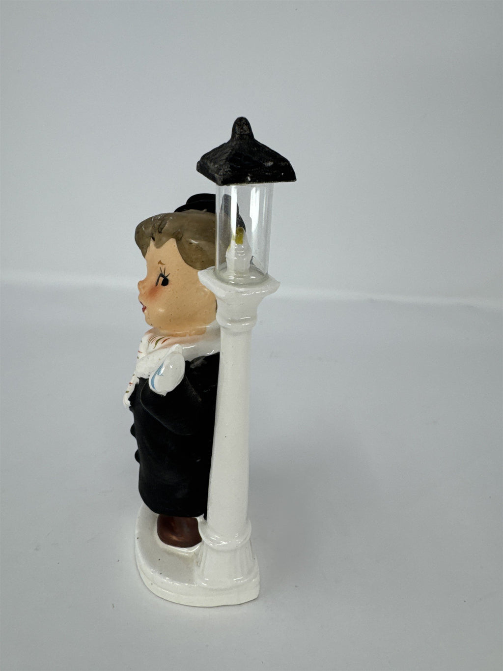 Vintage Ceramic Boy by Lamppost Figurine Mid Century Japan Hand Painted