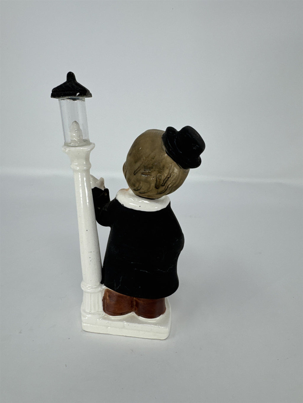 Vintage Ceramic Boy by Lamppost Figurine Mid Century Japan Hand Painted