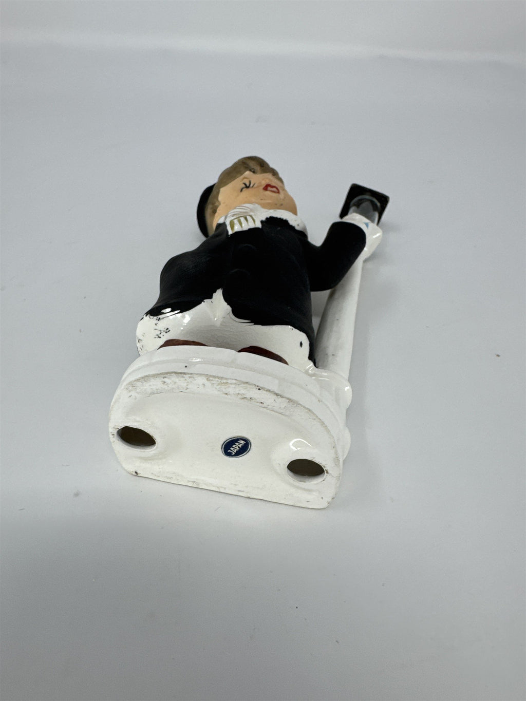 Vintage Ceramic Boy by Lamppost Figurine Mid Century Japan Hand Painted