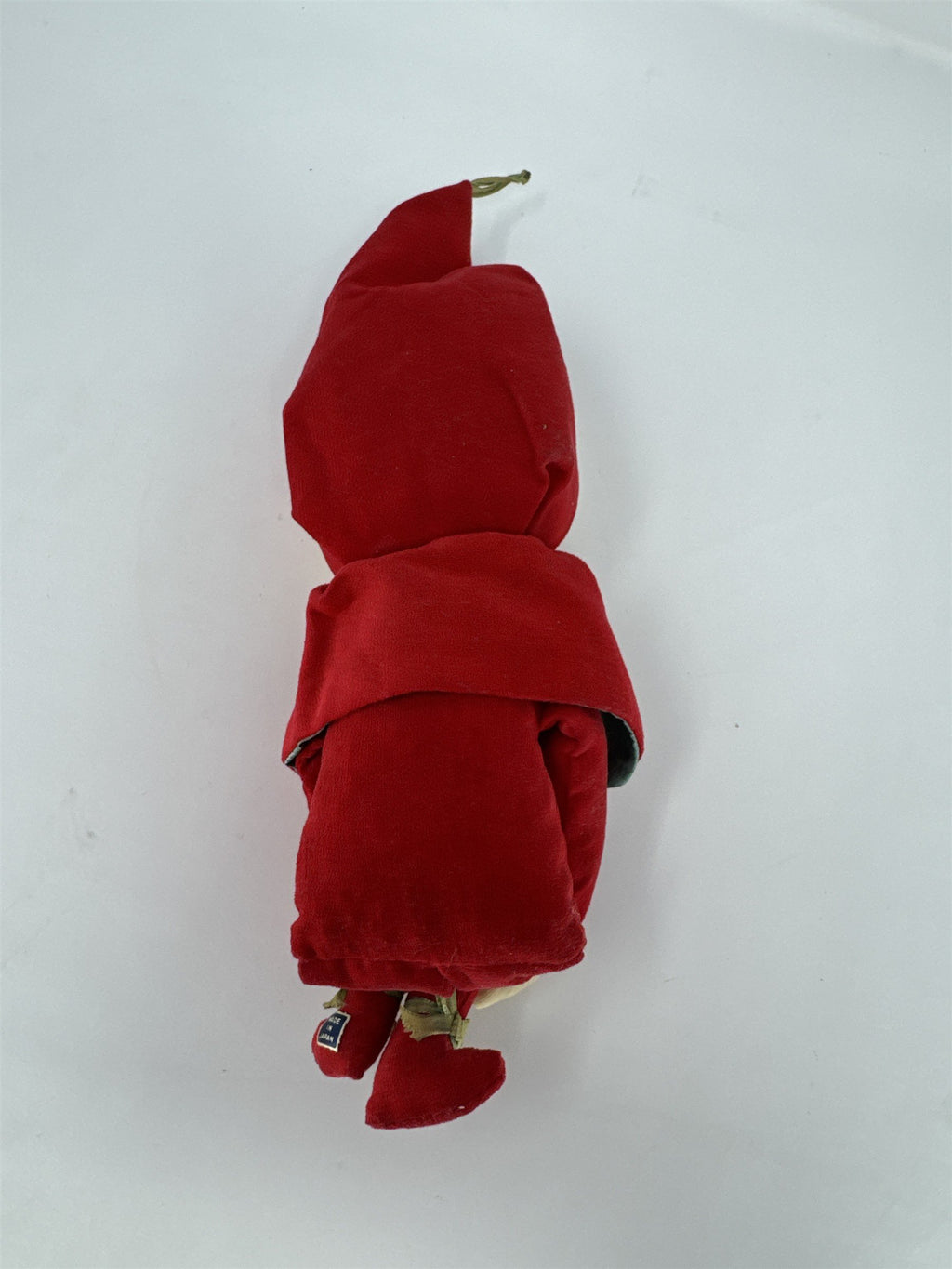 Vintage Christmas Knee Hugger Elf Plush Red Velvet MCM Kitsch Japan Ornament