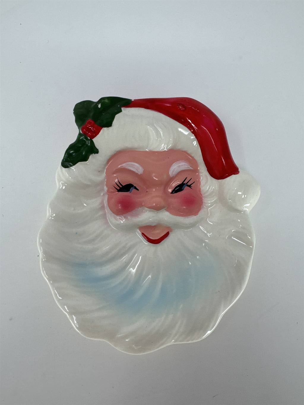 Vintage Ceramic Santa Claus Face Dish MCM Japan Christmas Candy Nut Tray