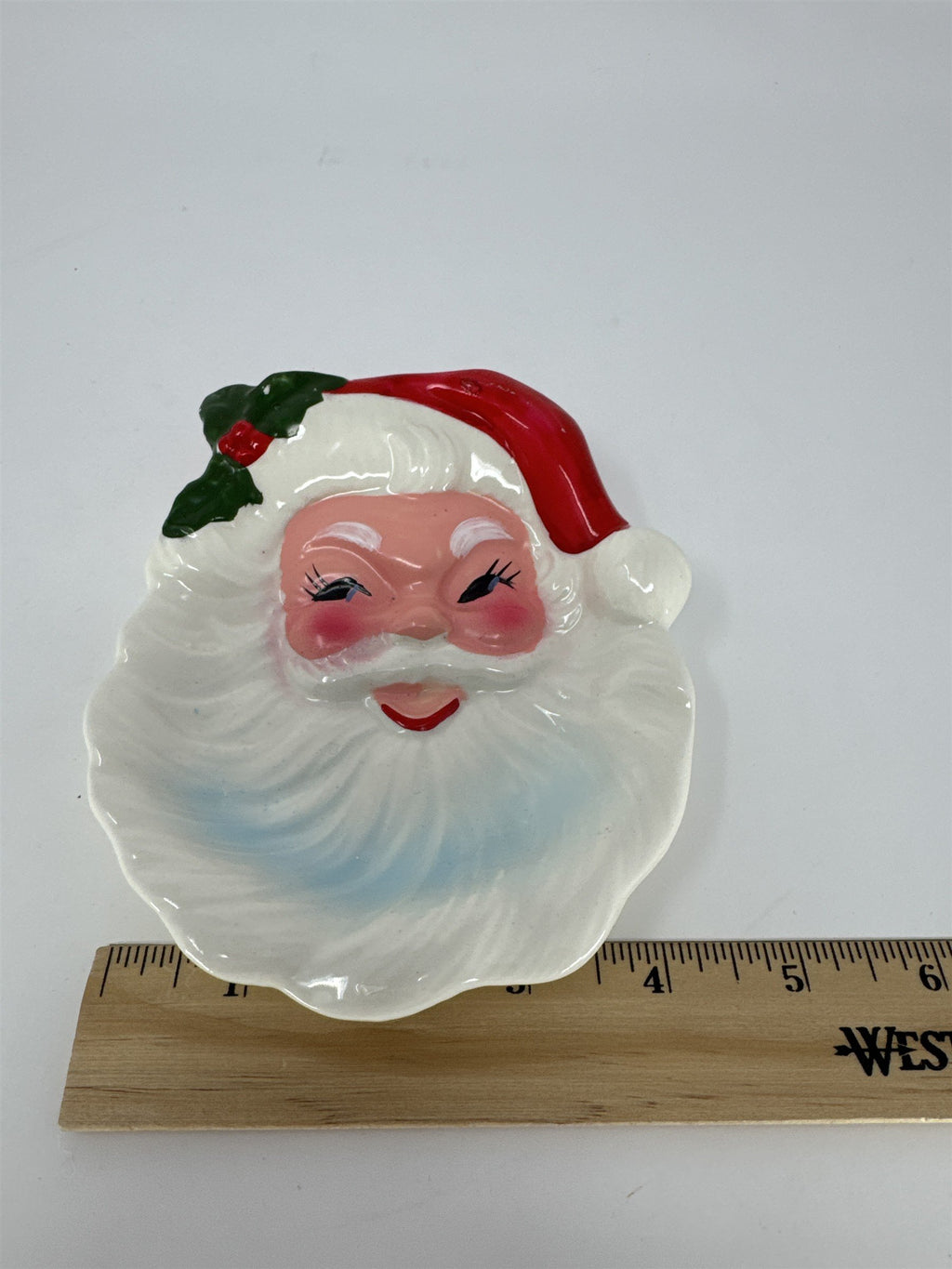 Vintage Ceramic Santa Claus Face Dish MCM Japan Christmas Candy Nut Tray