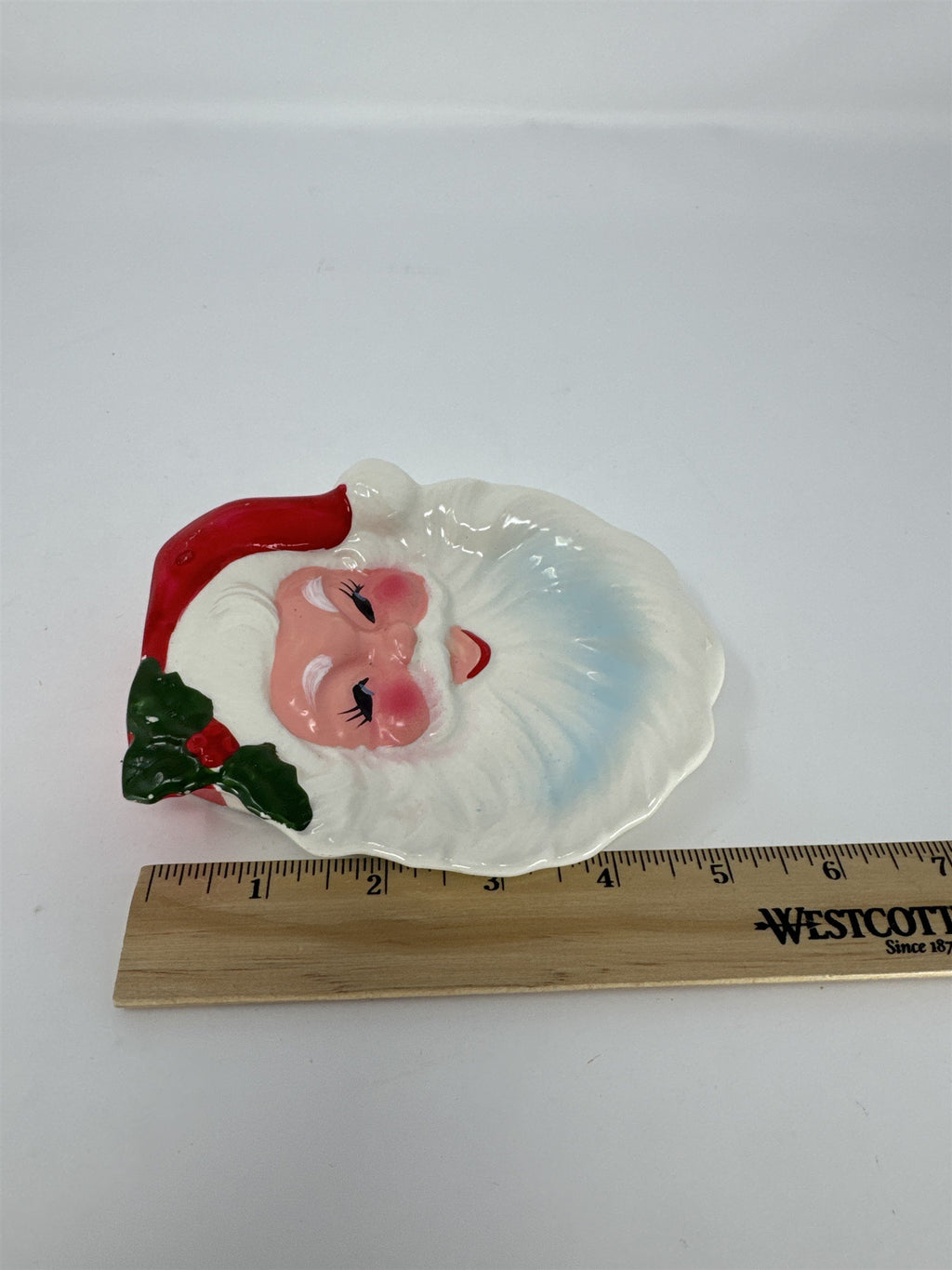 Vintage Ceramic Santa Claus Face Dish MCM Japan Christmas Candy Nut Tray