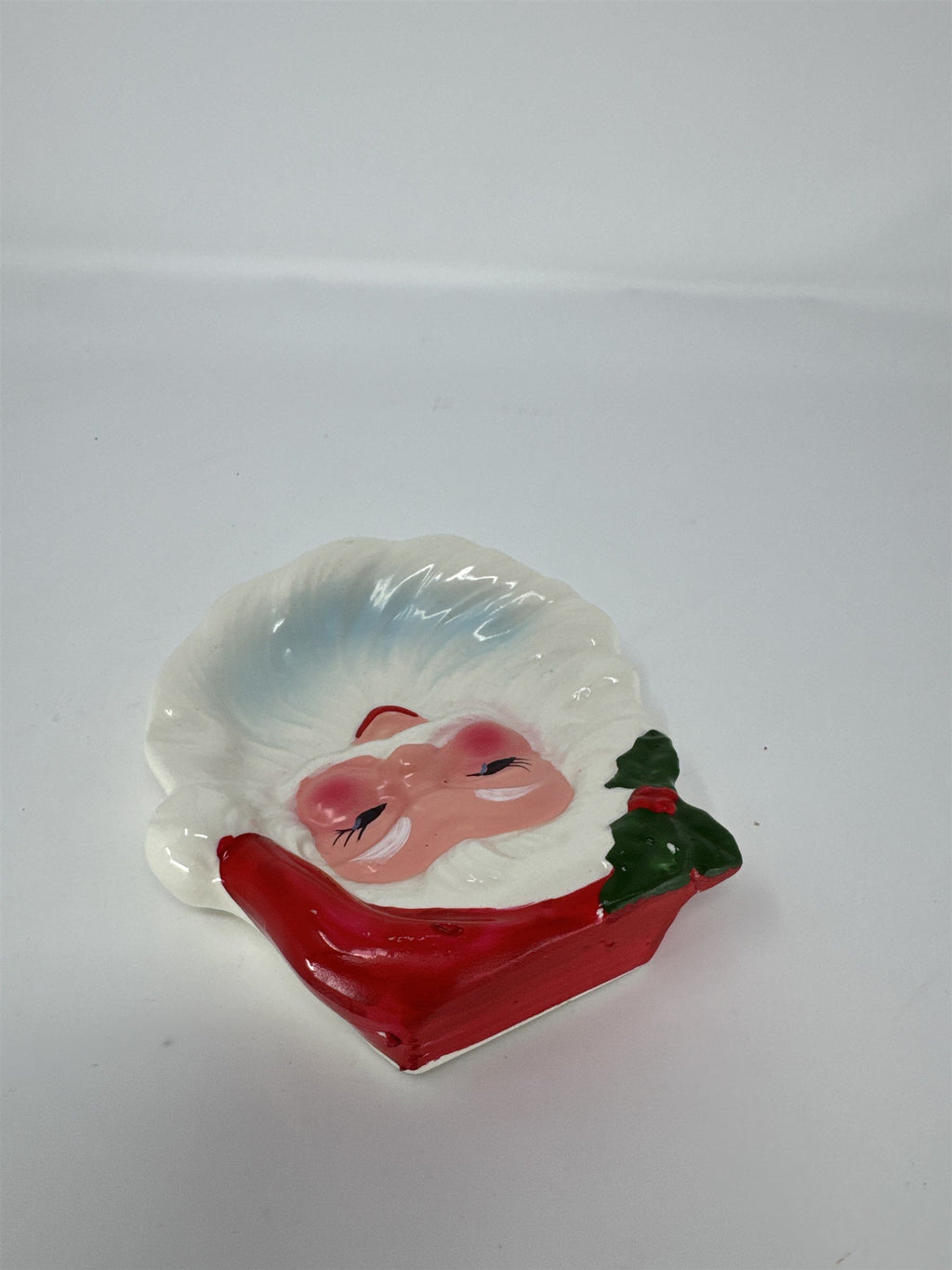 Vintage Ceramic Santa Claus Face Dish MCM Japan Christmas Candy Nut Tray
