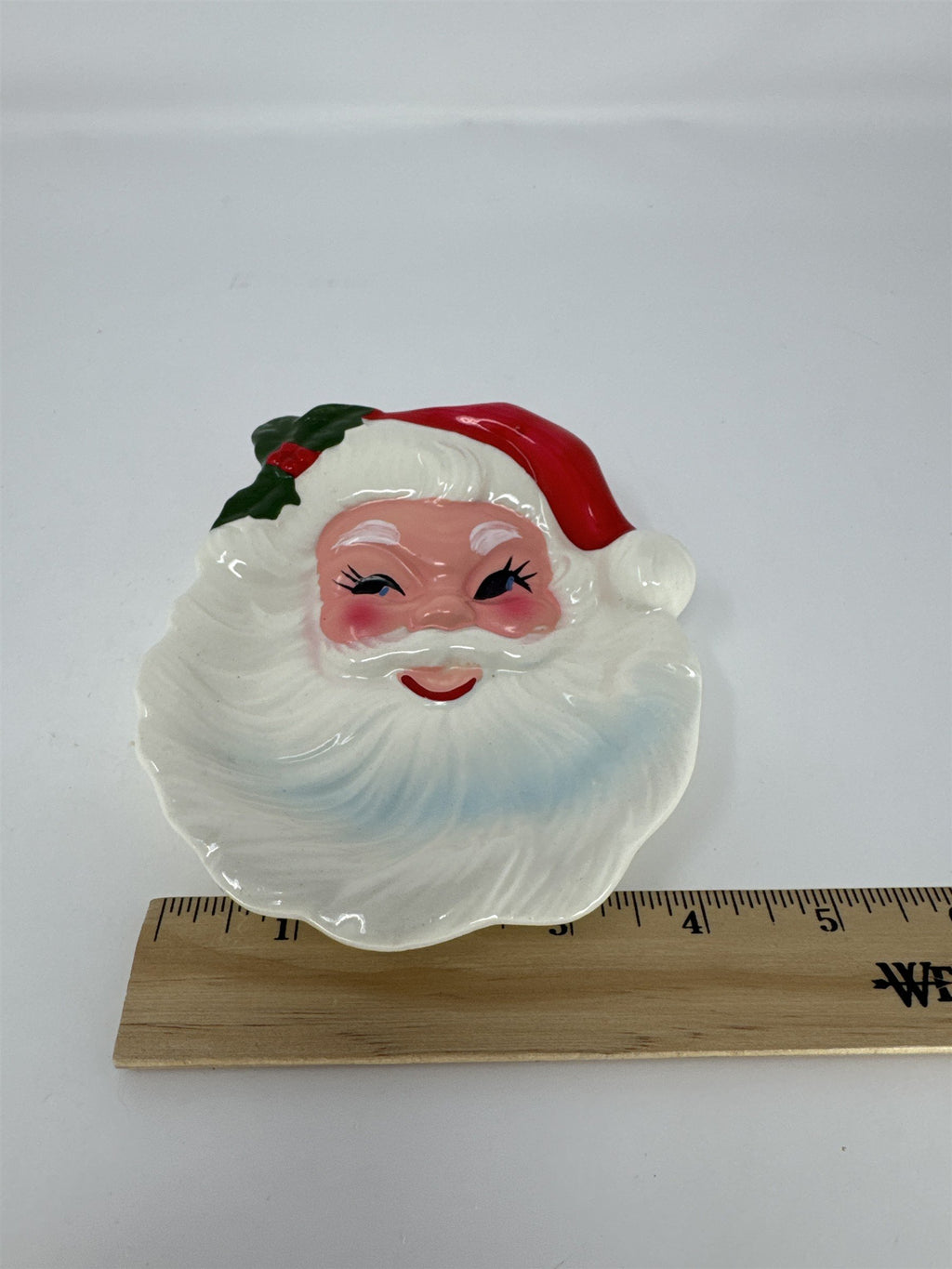 Vintage Ceramic Santa Claus Face Dish MCM Japan Christmas Candy Nut Tray 5"