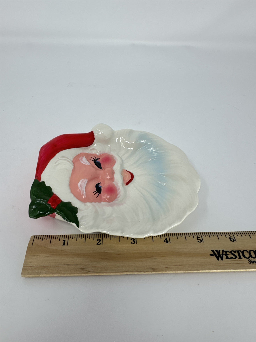 Vintage Ceramic Santa Claus Face Dish MCM Japan Christmas Candy Nut Tray 5"