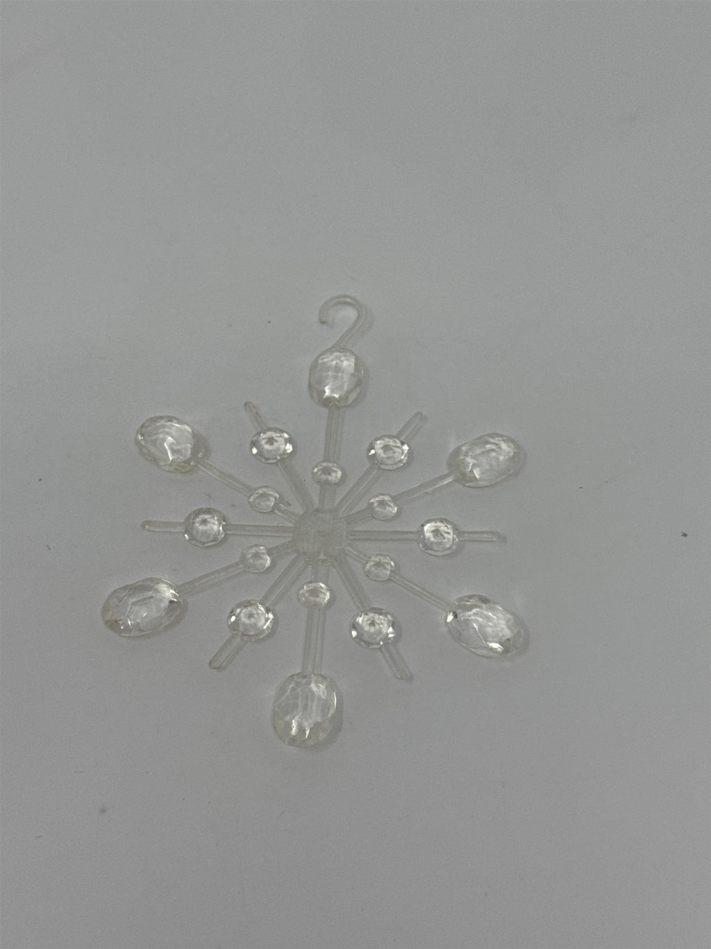 Vintage Plastic Snowflake Ornament Clear MCM Christmas Hong Kong Retro