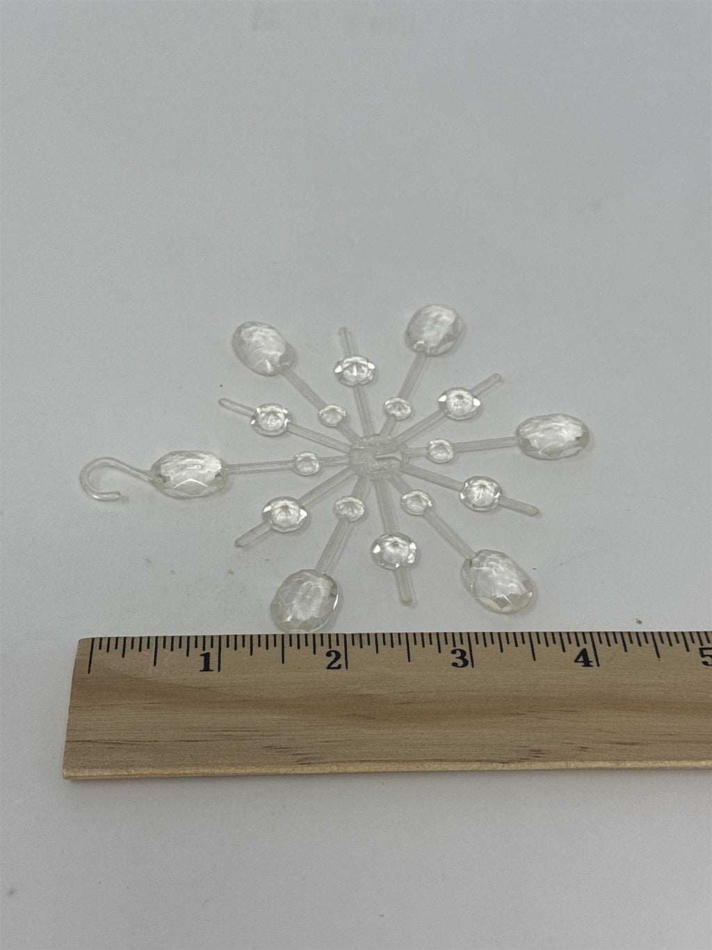 Vintage Plastic Snowflake Ornament Clear MCM Christmas Hong Kong Retro