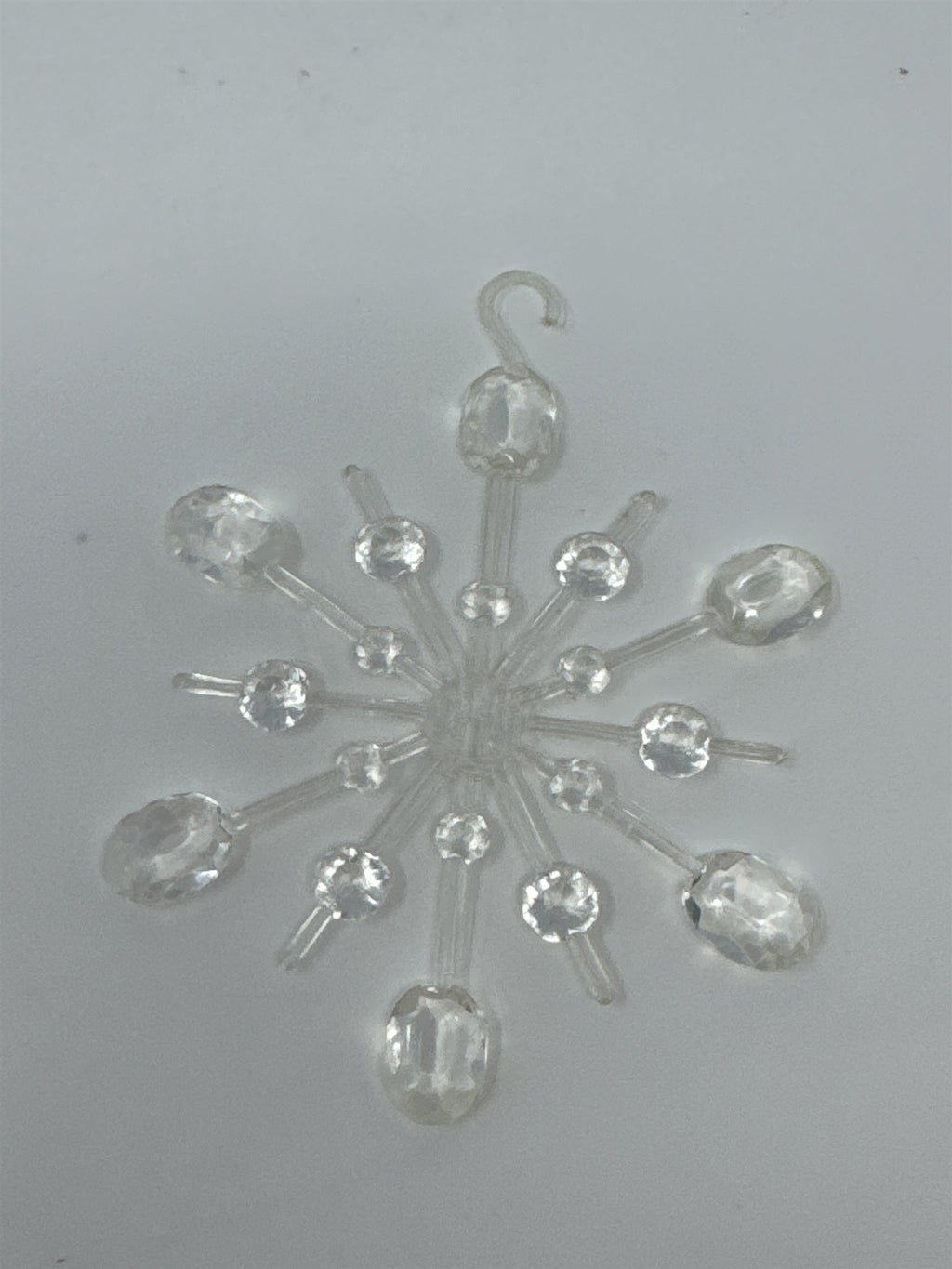 Vintage Plastic Snowflake Ornament Clear MCM Christmas Hong Kong Retro