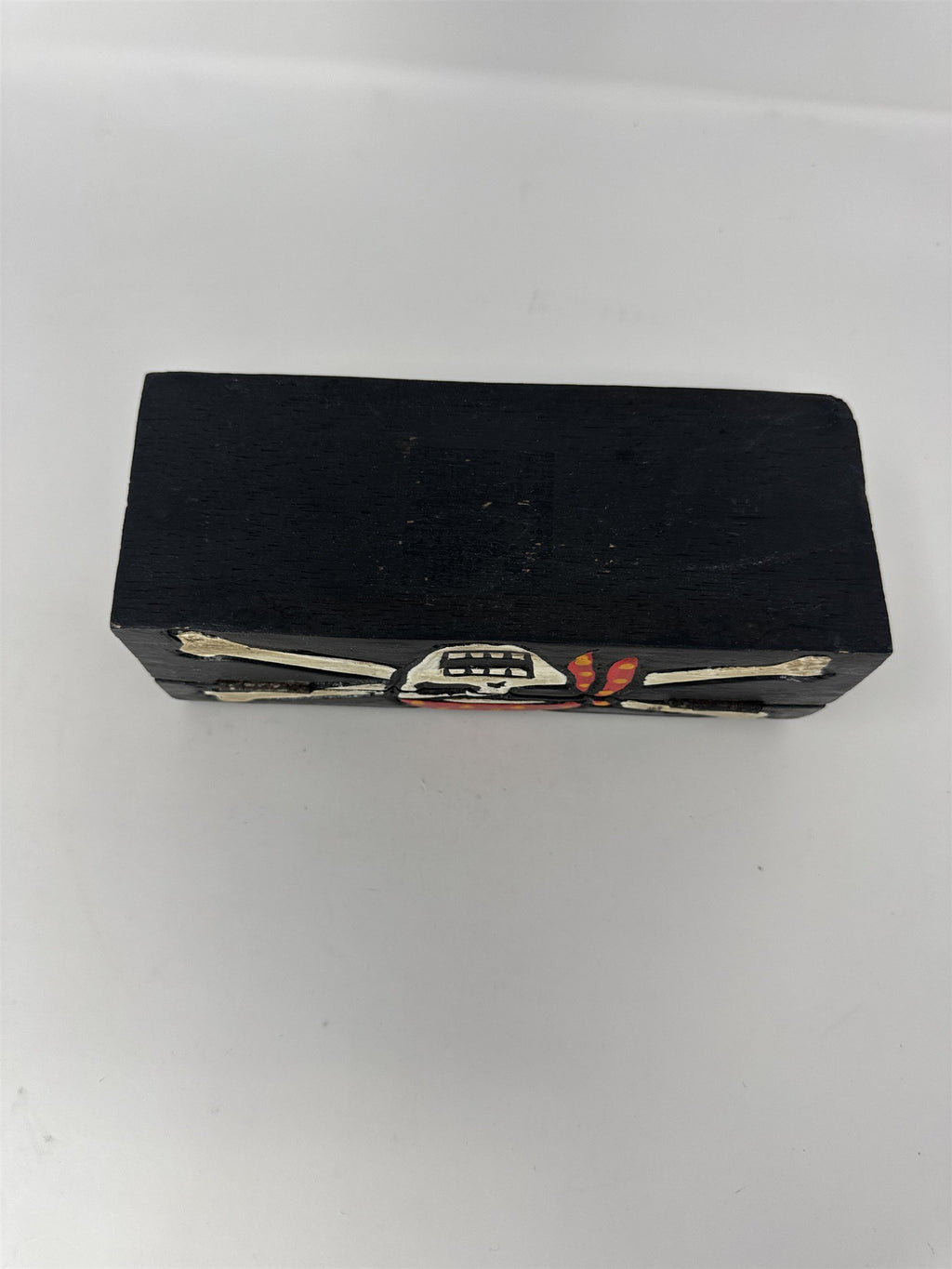 Outer Banks NC Wooden Trinket Box Handmade Pirate Skull Crossbones Souvenir