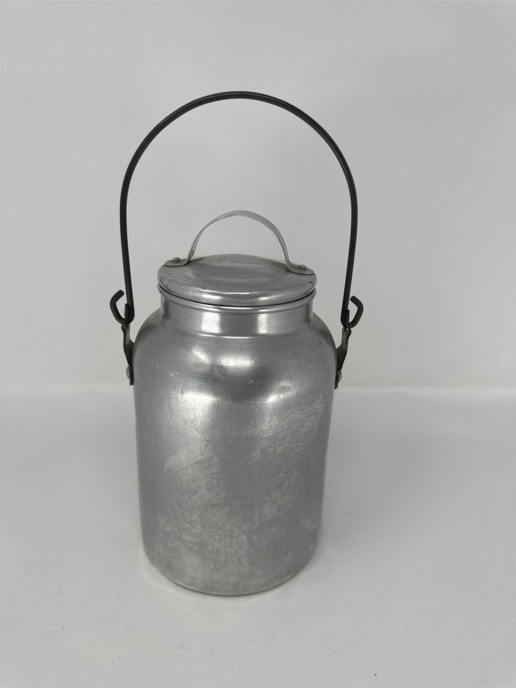 Vintage Comet Aluminum Milk Can Jug Small Pail Creamer Wire Handle Farmhouse