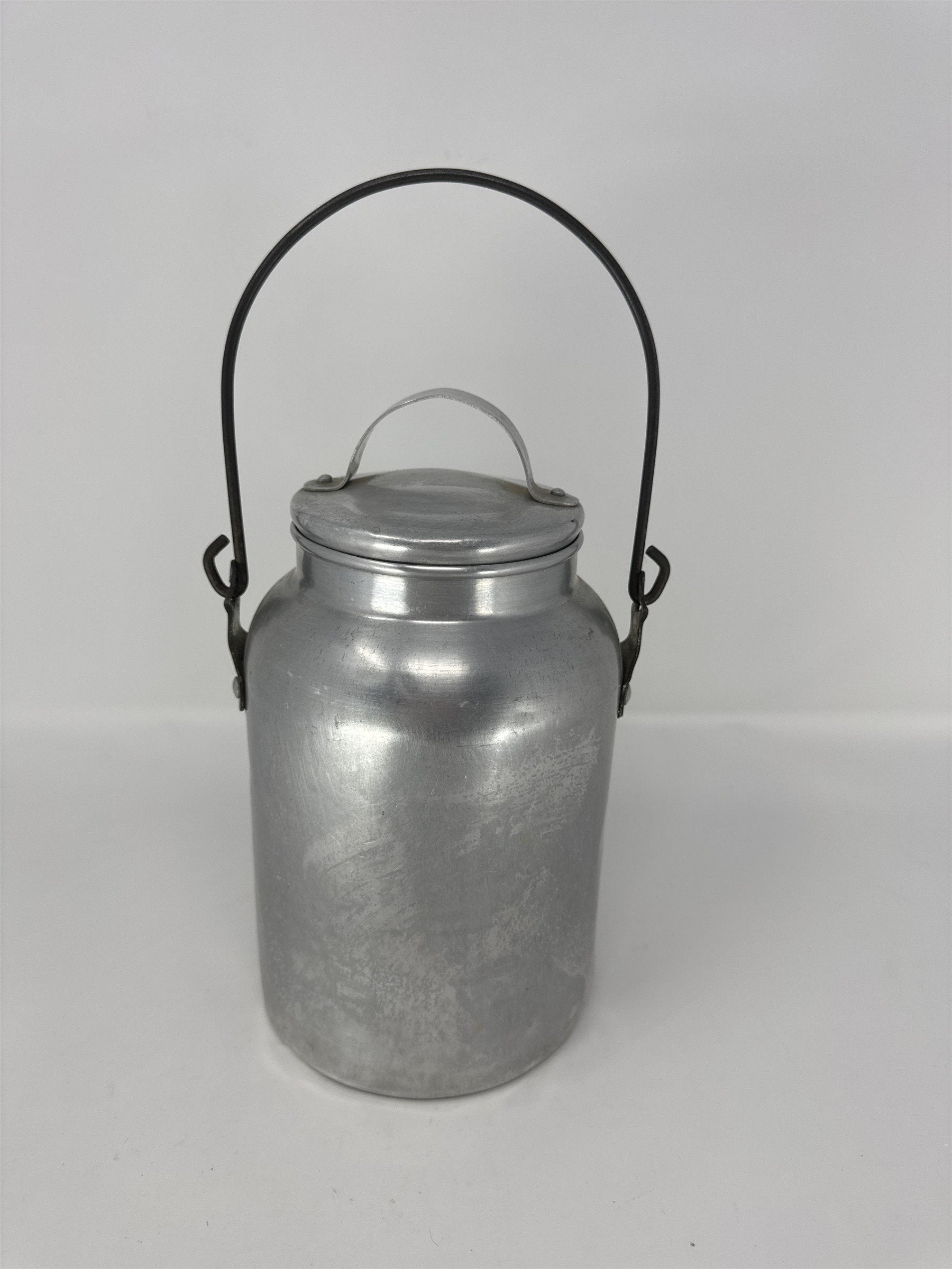Vintage Comet Aluminum Milk Can Jug Small Pail Creamer Wire Handle Farmhouse