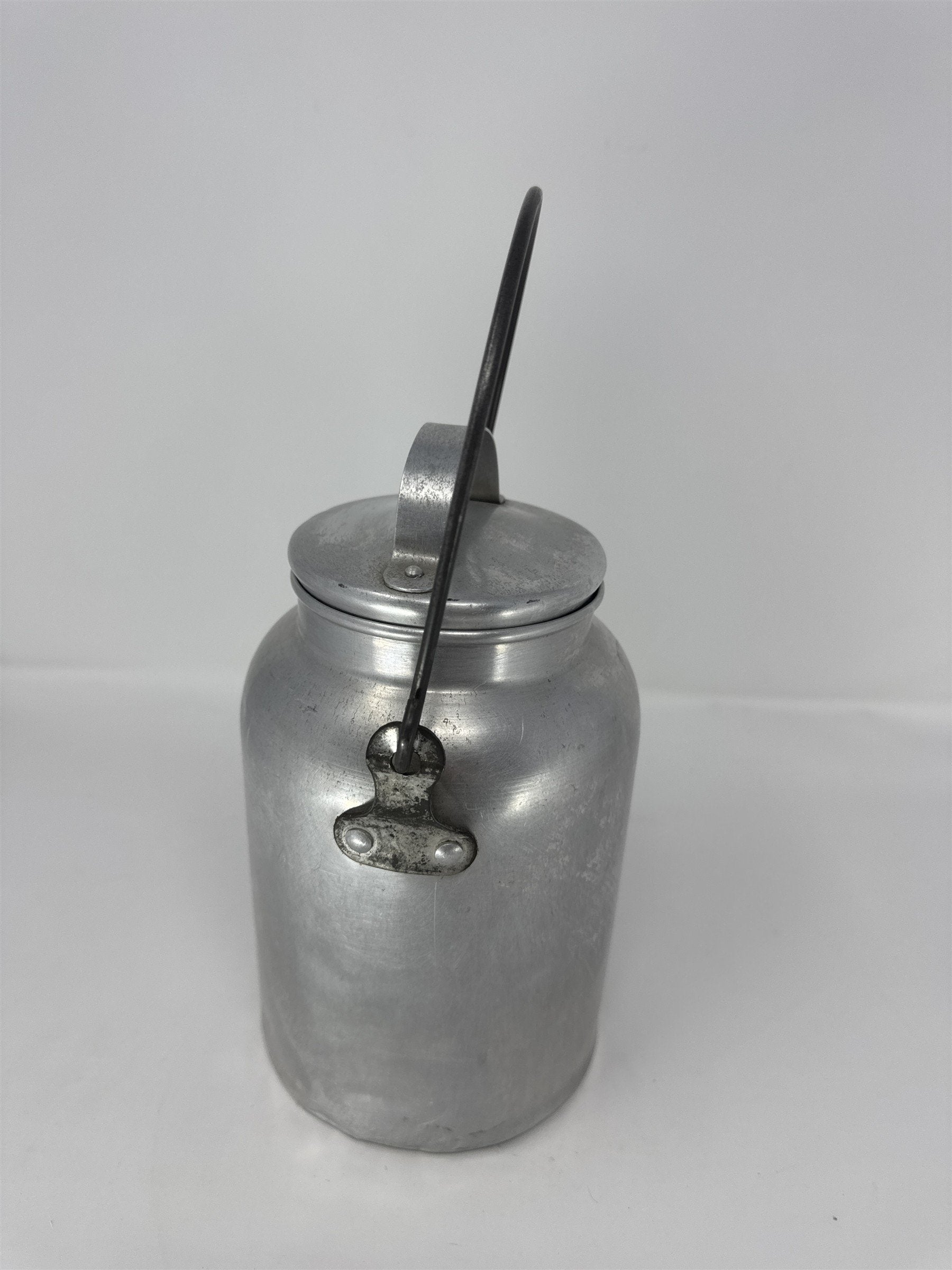 Vintage Comet Aluminum Milk Can Jug Small Pail Creamer Wire Handle Farmhouse