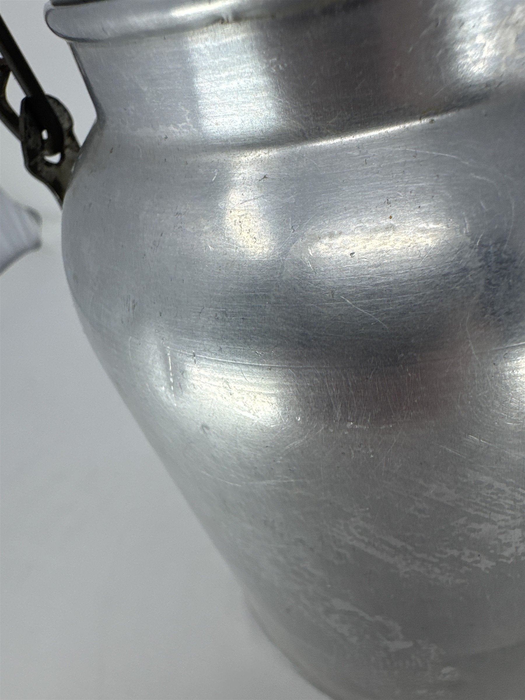 Vintage Comet Aluminum Milk Can Jug Small Pail Creamer Wire Handle Farmhouse