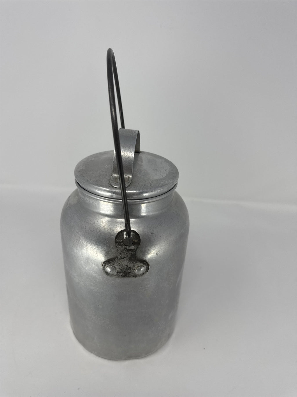 Vintage Comet Aluminum Milk Can Jug Small Pail Creamer Wire Handle Farmhouse