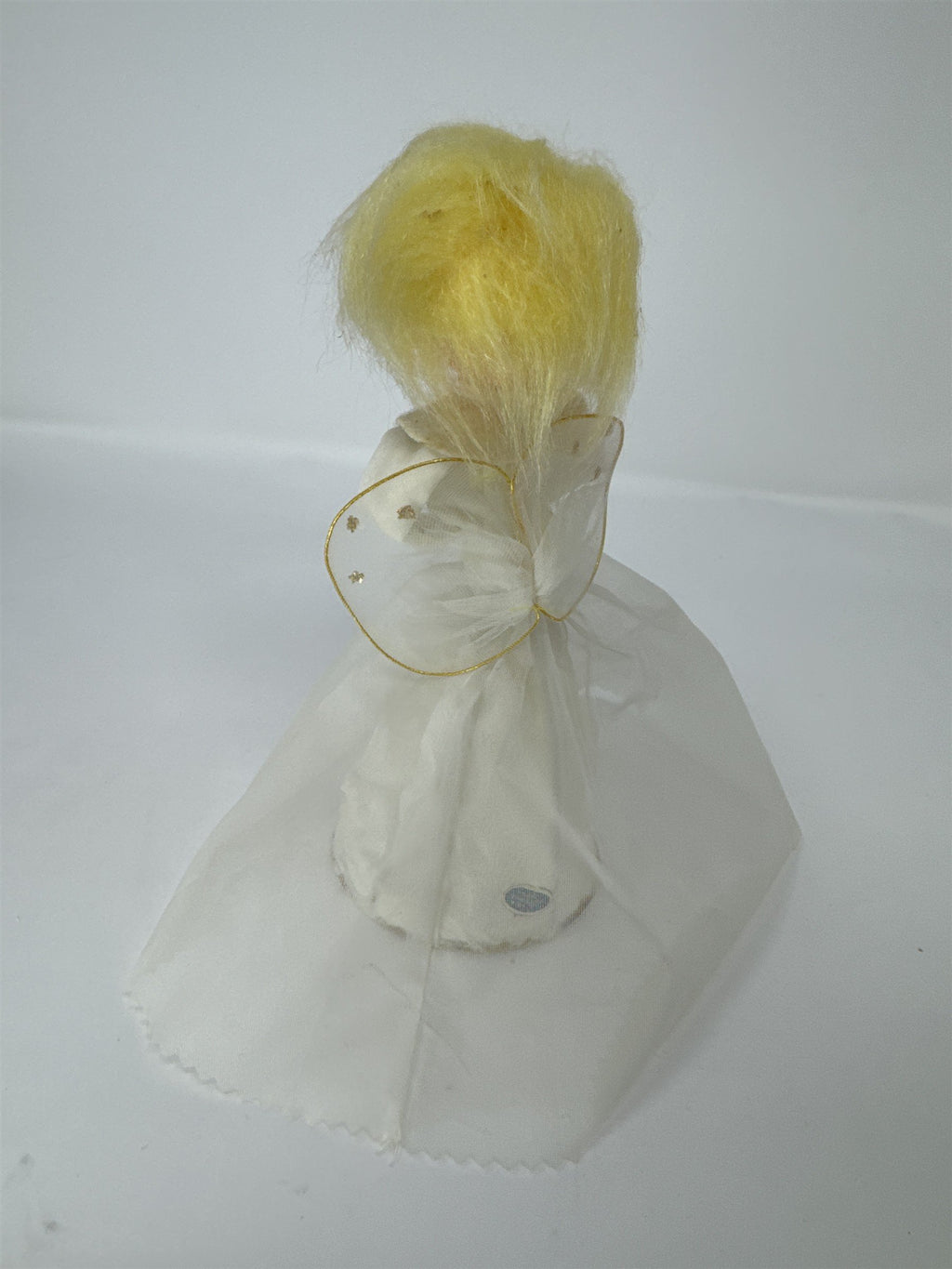 Vintage MCM Angel Tree Topper Tulle Gown Yellow Hair Japan Retro Christmas