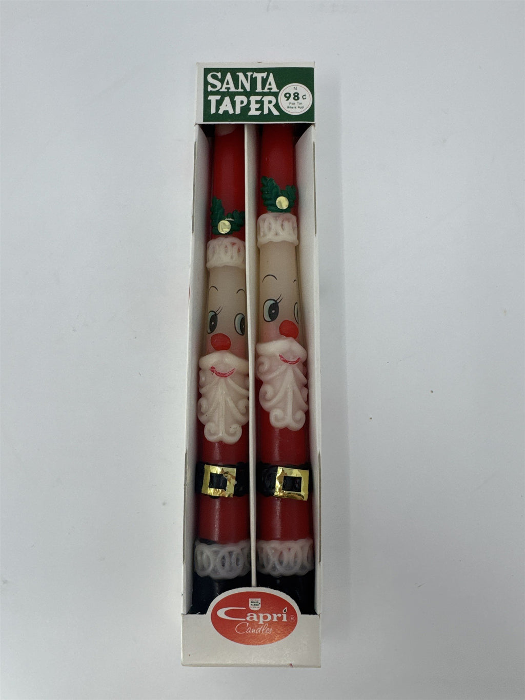 Vintage Capri Santa Taper Candles Set of 2 Christmas Handcrafted Japan Boxed
