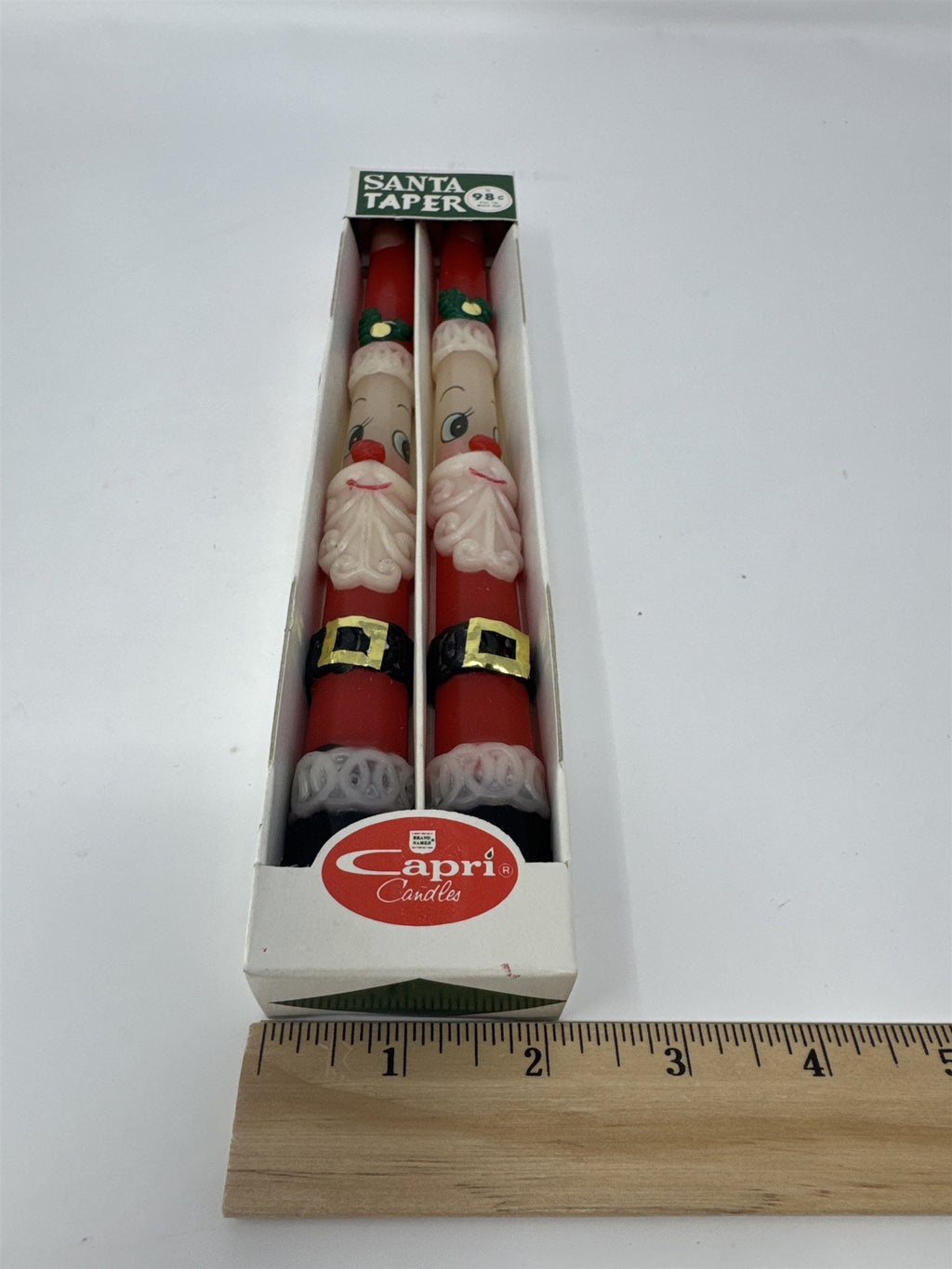 Vintage Capri Santa Taper Candles Set of 2 Christmas Handcrafted Japan Boxed