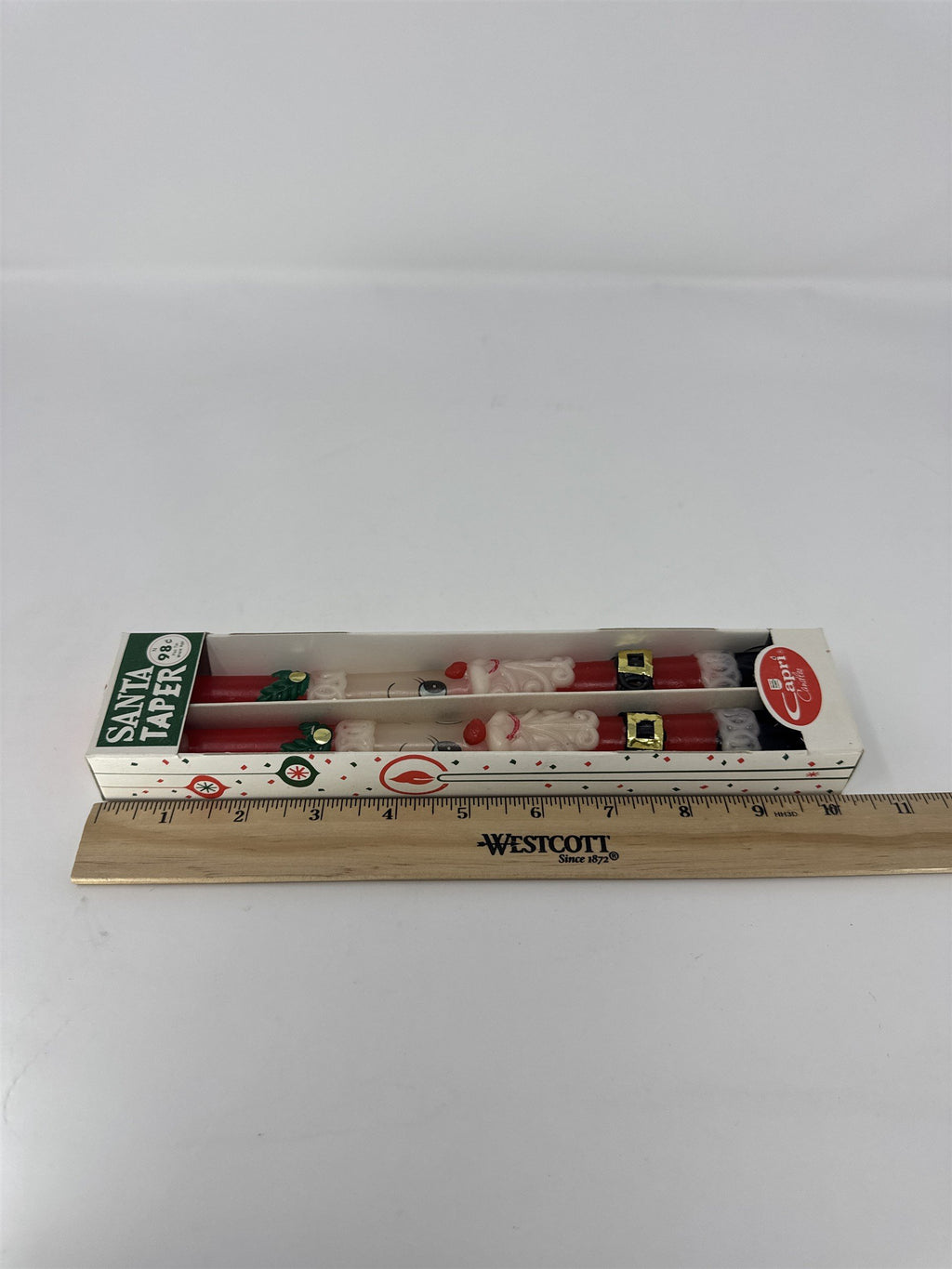 Vintage Capri Santa Taper Candles Set of 2 Christmas Handcrafted Japan Boxed