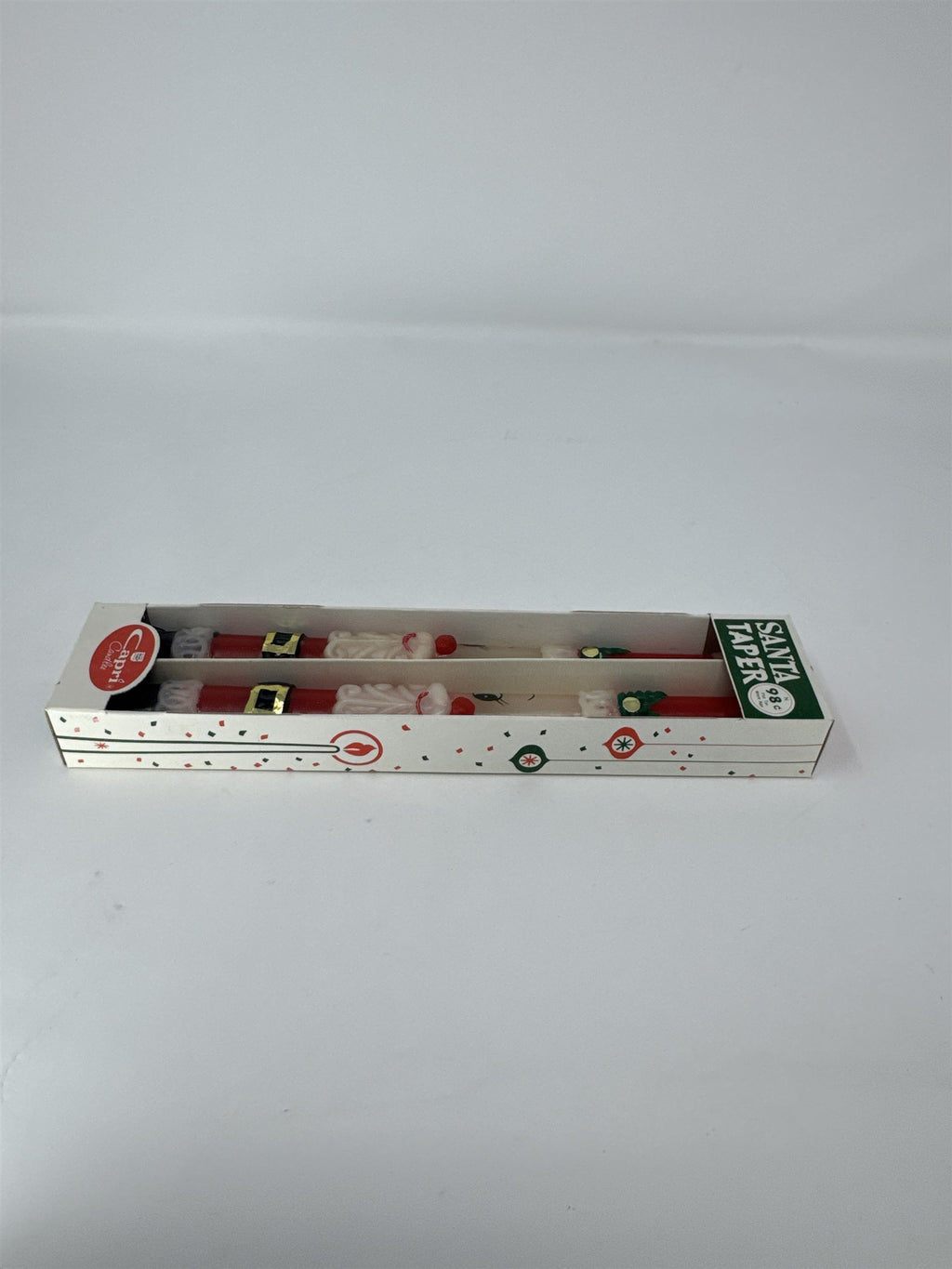 Vintage Capri Santa Taper Candles Set of 2 Christmas Handcrafted Japan Boxed