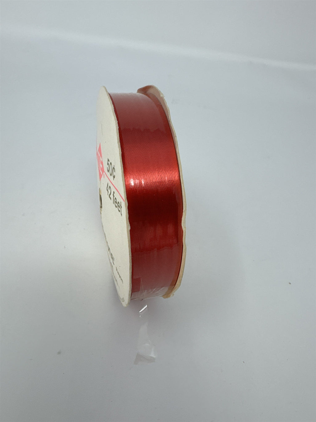 Vintage Tie Tie Satintone Rayon Ribbon Red 42 Feet Sticks to Itself MCM USA