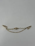 Vintage Gold Tone Sweater Clip Guard Cardigan Collar Chain Beaded Jewelry 6"