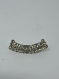 Vintage Clear Rhinestone Brooch Silver Tone Curved Crescent Pin MCM Bridal