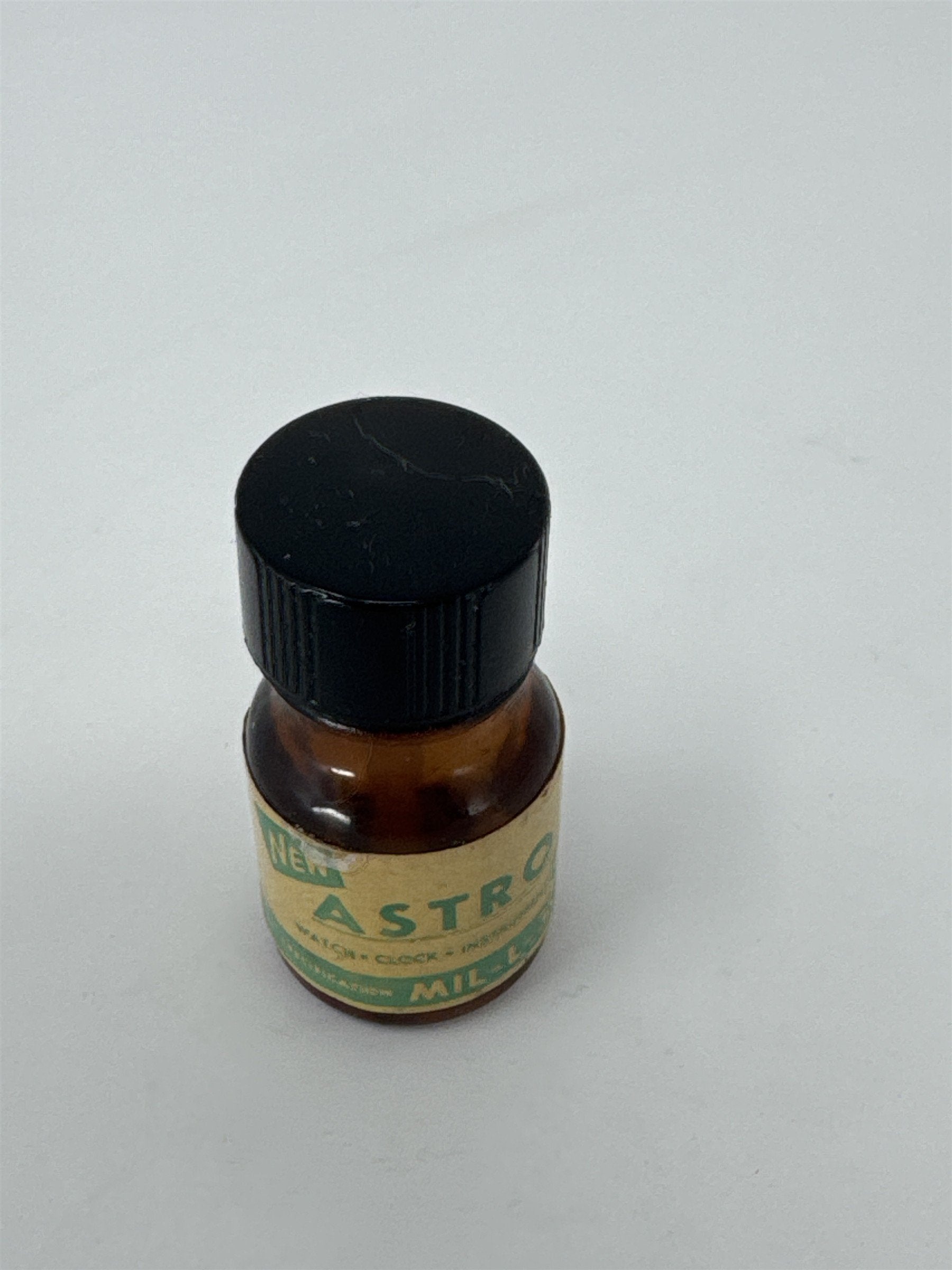 Vintage Astro Watch Clock Oil Amber Glass Bottle Empty Horology Tool MCM