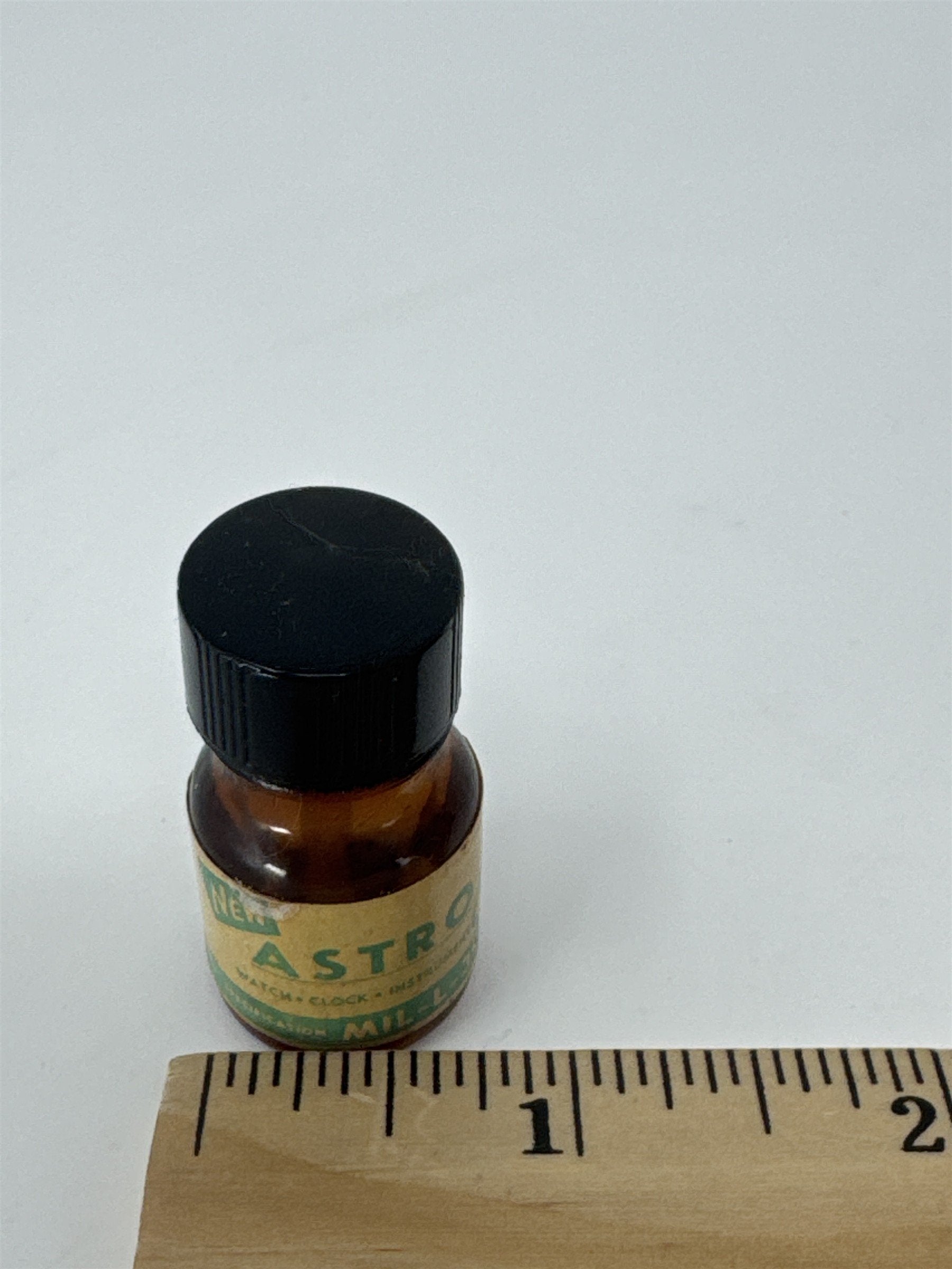 Vintage Astro Watch Clock Oil Amber Glass Bottle Empty Horology Tool MCM