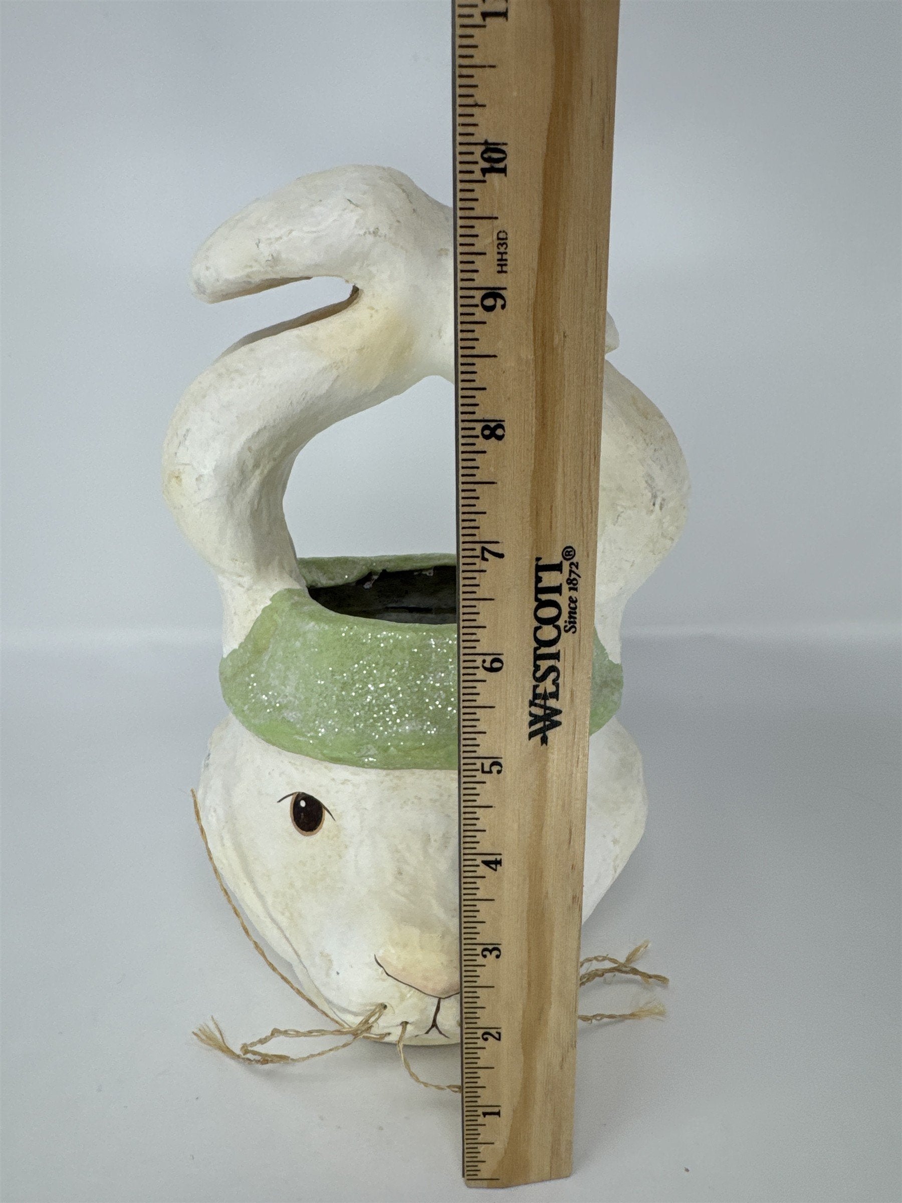 Vintage Paper Mache Easter Bunny Basket Hand Painted 1970s MCM