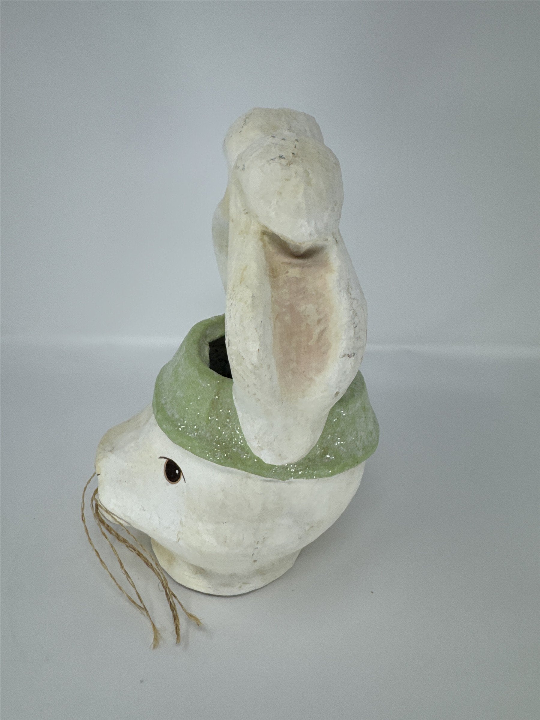 Vintage Paper Mache Easter Bunny Basket Hand Painted 1970s MCM