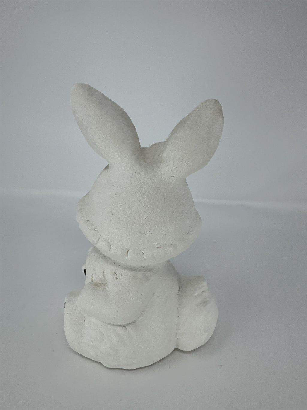 Vintage Anthropomorphic Bunny Figurine Big Eyes Flowers Kitsch Retro White