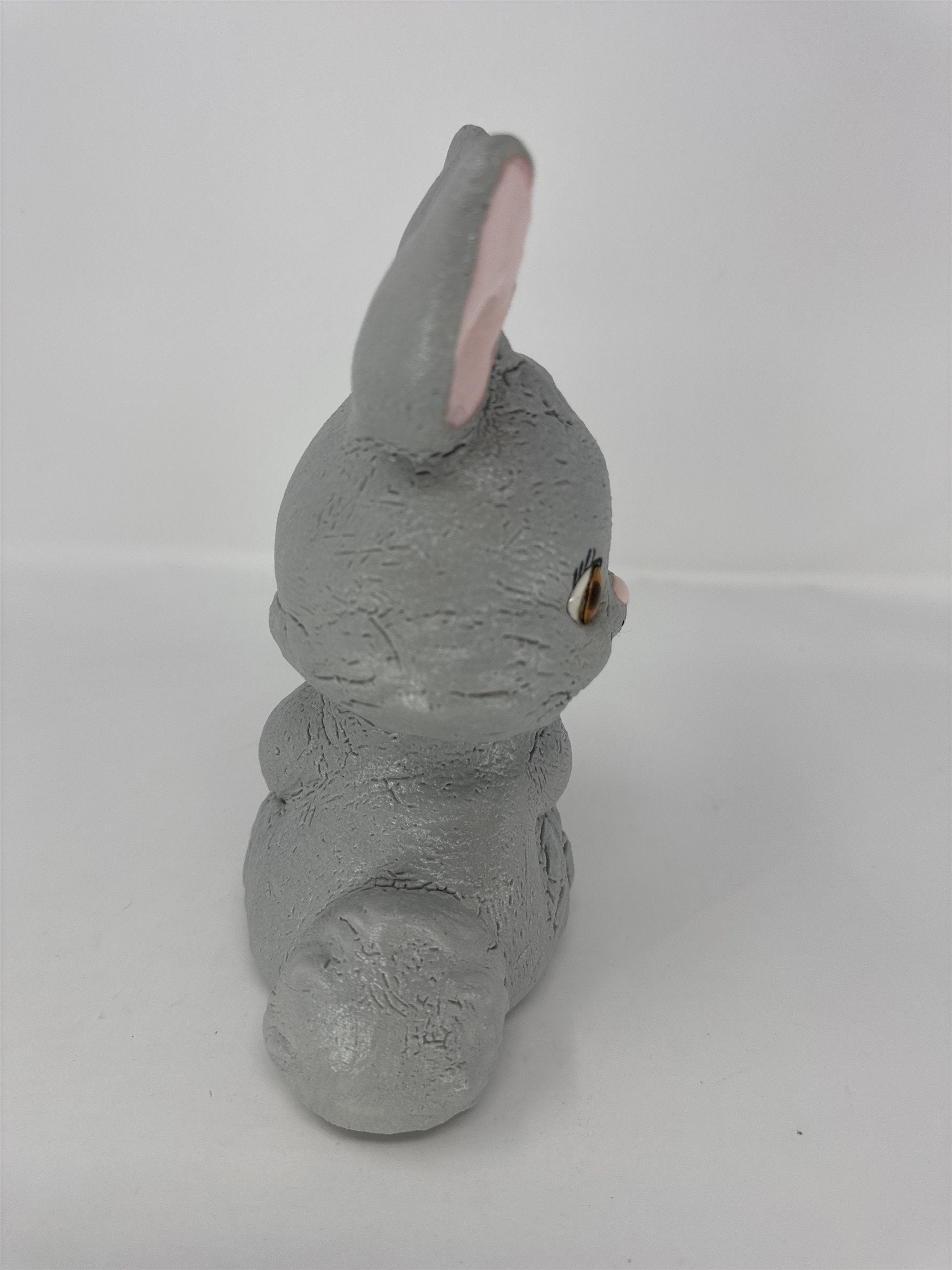 Vintage Anthropomorphic Bunny Figurine Big Eyes Ears Kitsch Retro Gray
