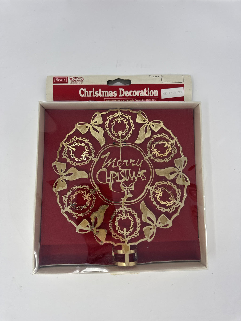 Vintage Gold Tone Plastic Sunburst Tree Topper Star Hong Kong MCM Christmas
