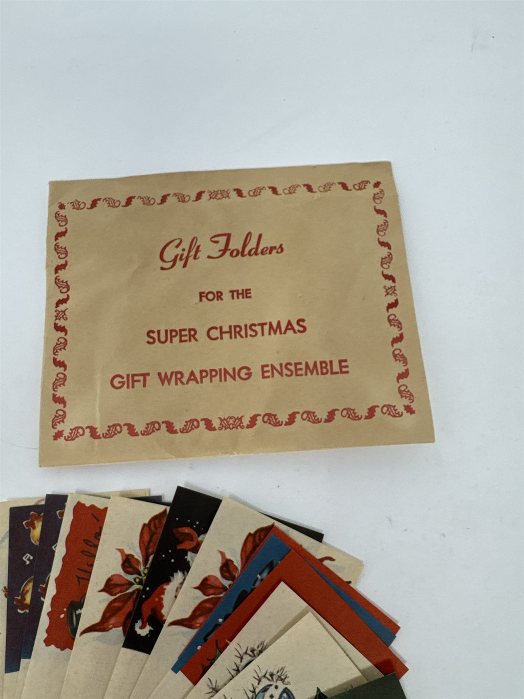 Vtg Mid Century Christmas Gift Folders Tags Snowman Poinsettia MCM Ephemera Lot