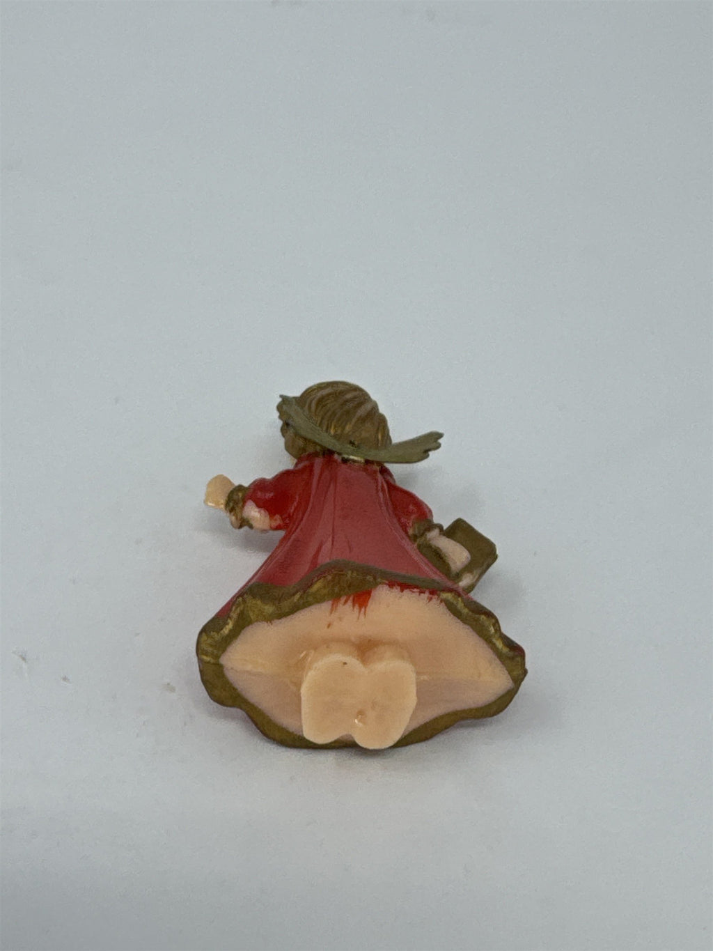 Vtg Hong Kong Christmas Angel Ornament Red Gold Plastic Miniature Caroler MCM