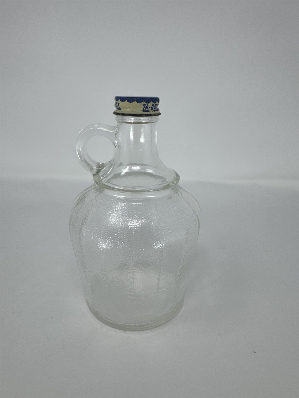 Vintage Za-Rex Glass Syrup Bottle Fruit Juice Jug with Original Metal Lid
